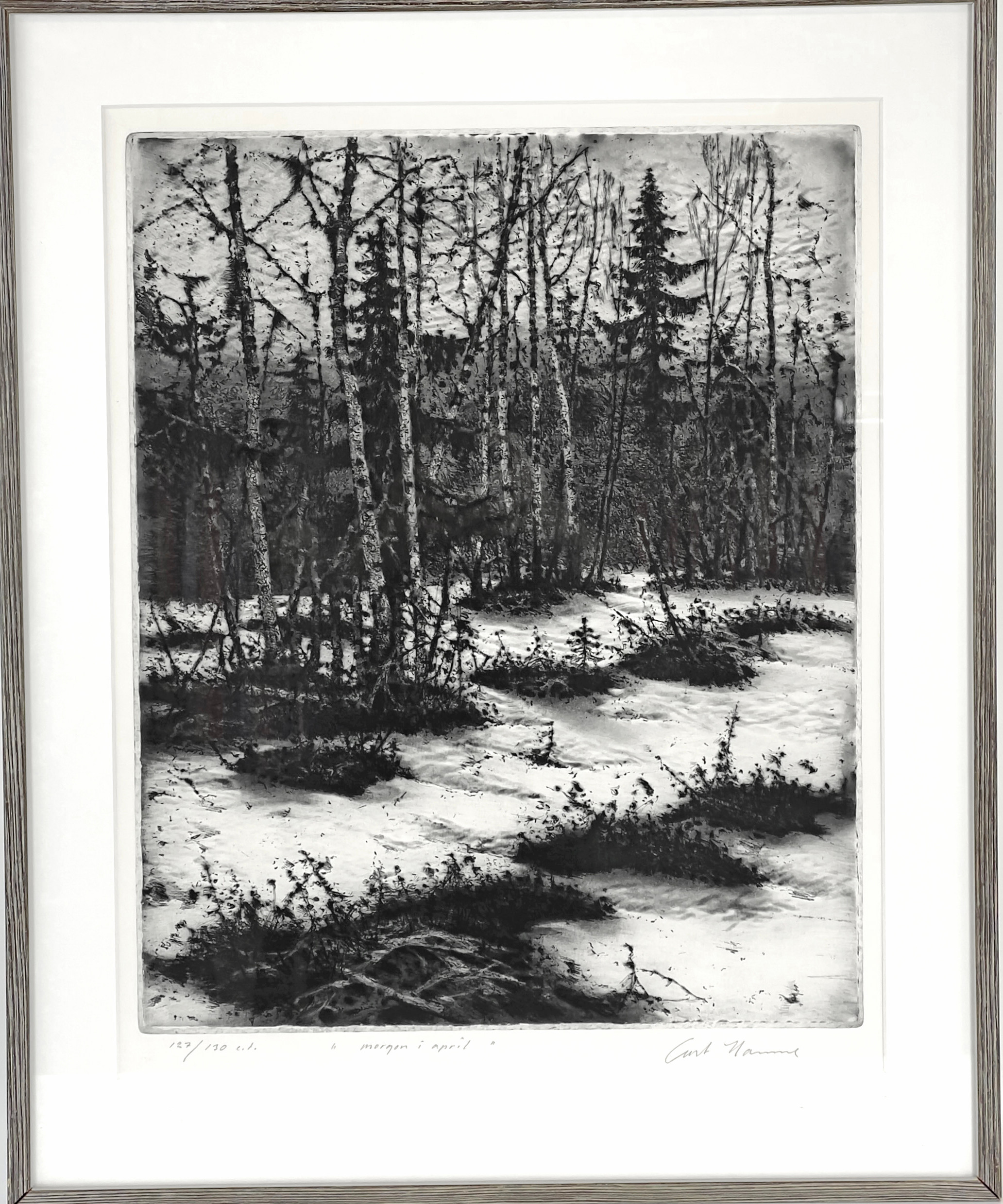 CURT HAMNE. "Morgon i april", etsning, signerad & numrerad 127/130 e.t.