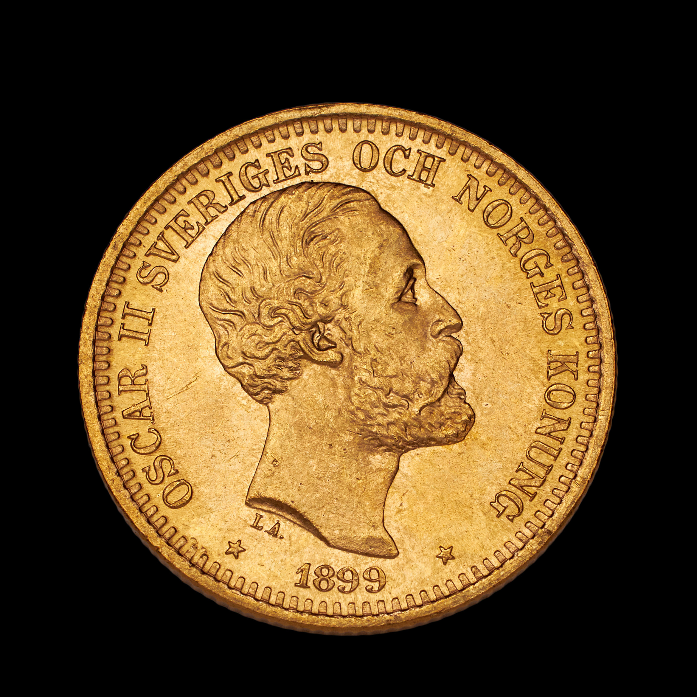 GULDMYNT, Oscar II, 20 kr, 1899.