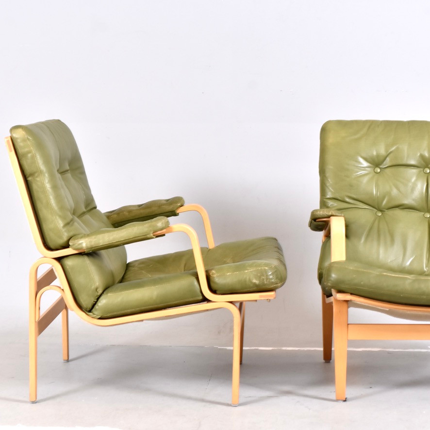 BRUNO MATHSSON. Fåtöljer, ett par, "Ingrid" Dux.