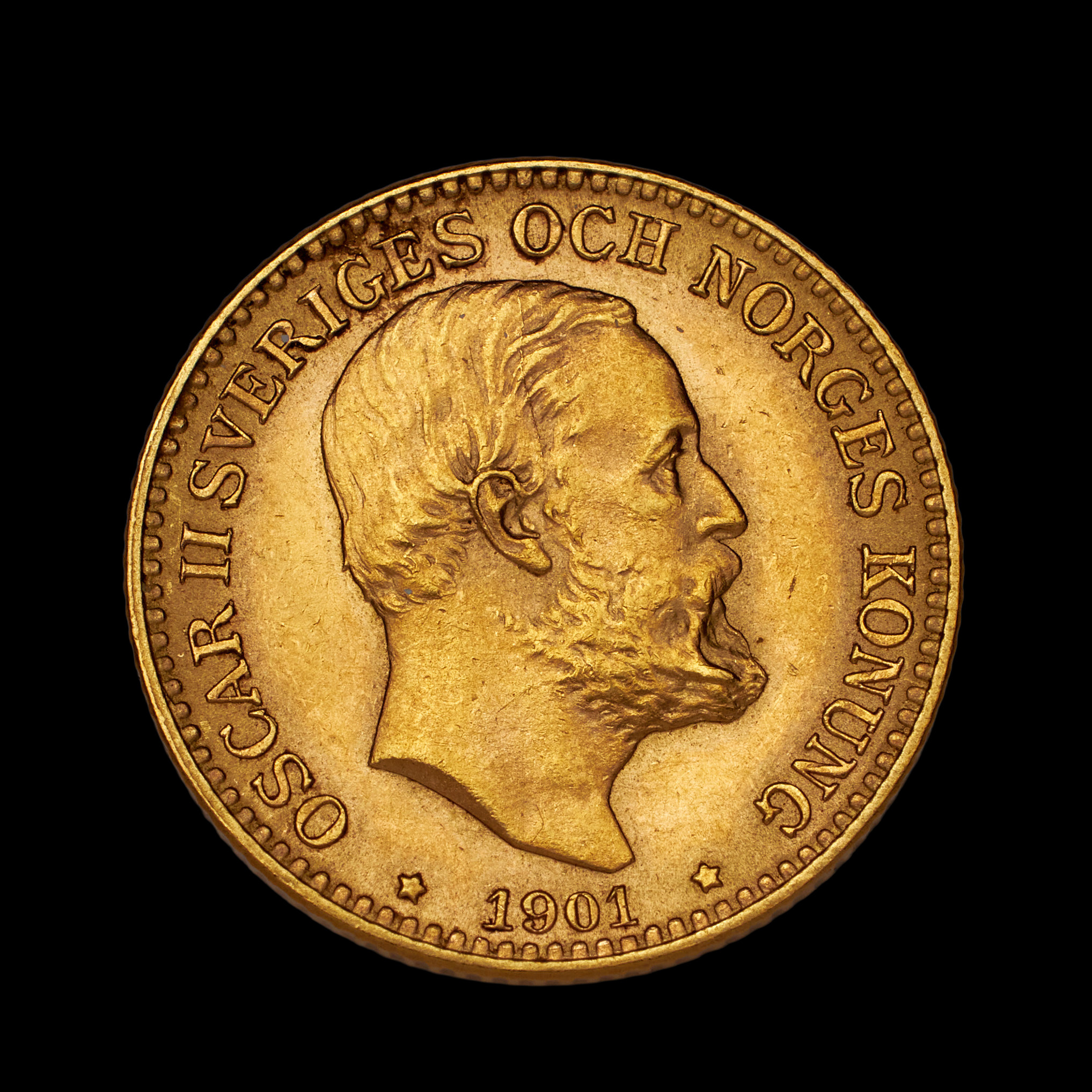 GULDMYNT, Oscar II, 10 kr, 1901.