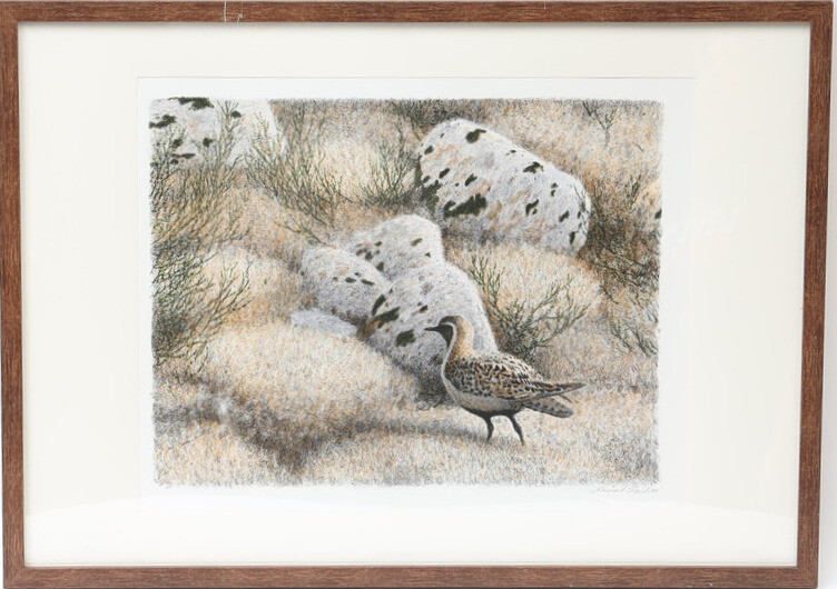 LENNART SAND. Motiv med fågel, provtryck, signerad och daterad 96.