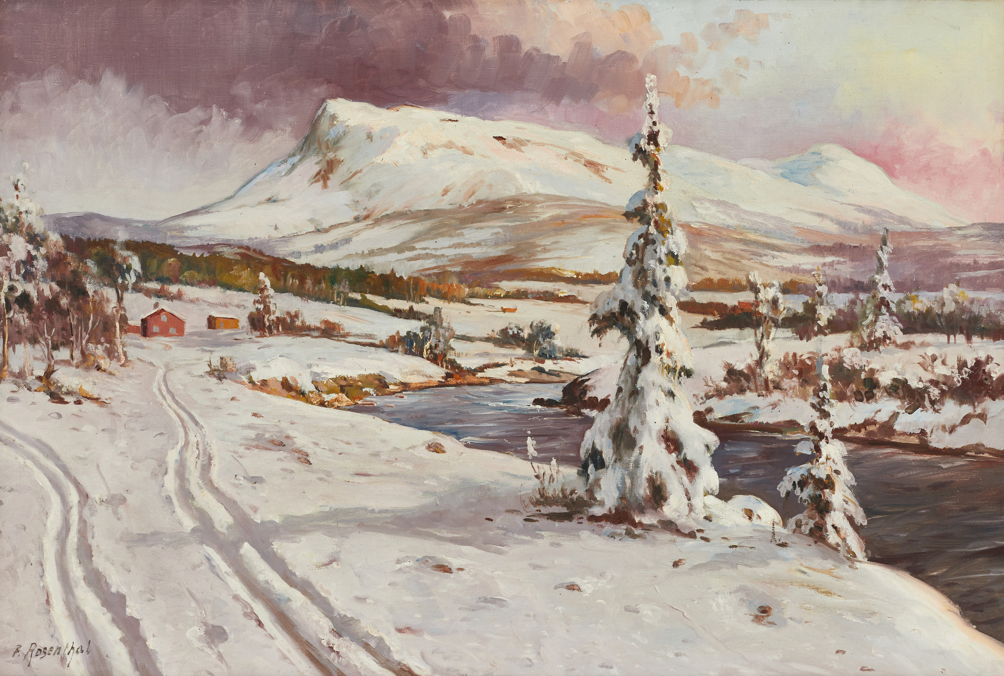 FRITZ ROSENTHAL (TYSKLAND/SVERIGE, 1870-1939). Vinterlandskap, signerad, olja på duk.