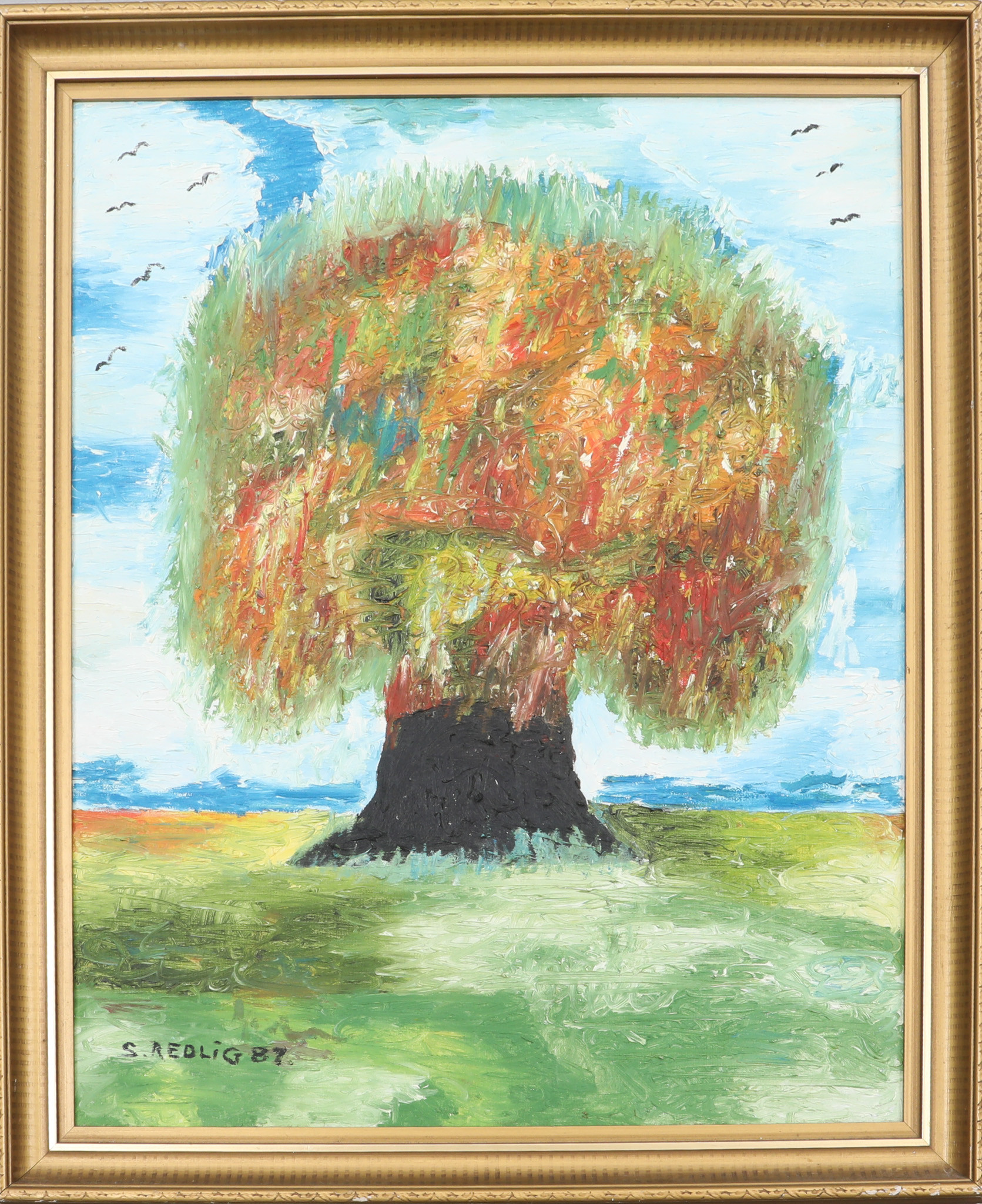 OIDENTIFIERAD KONSTNÄR. Olja på duk, signerad, daterad -87.