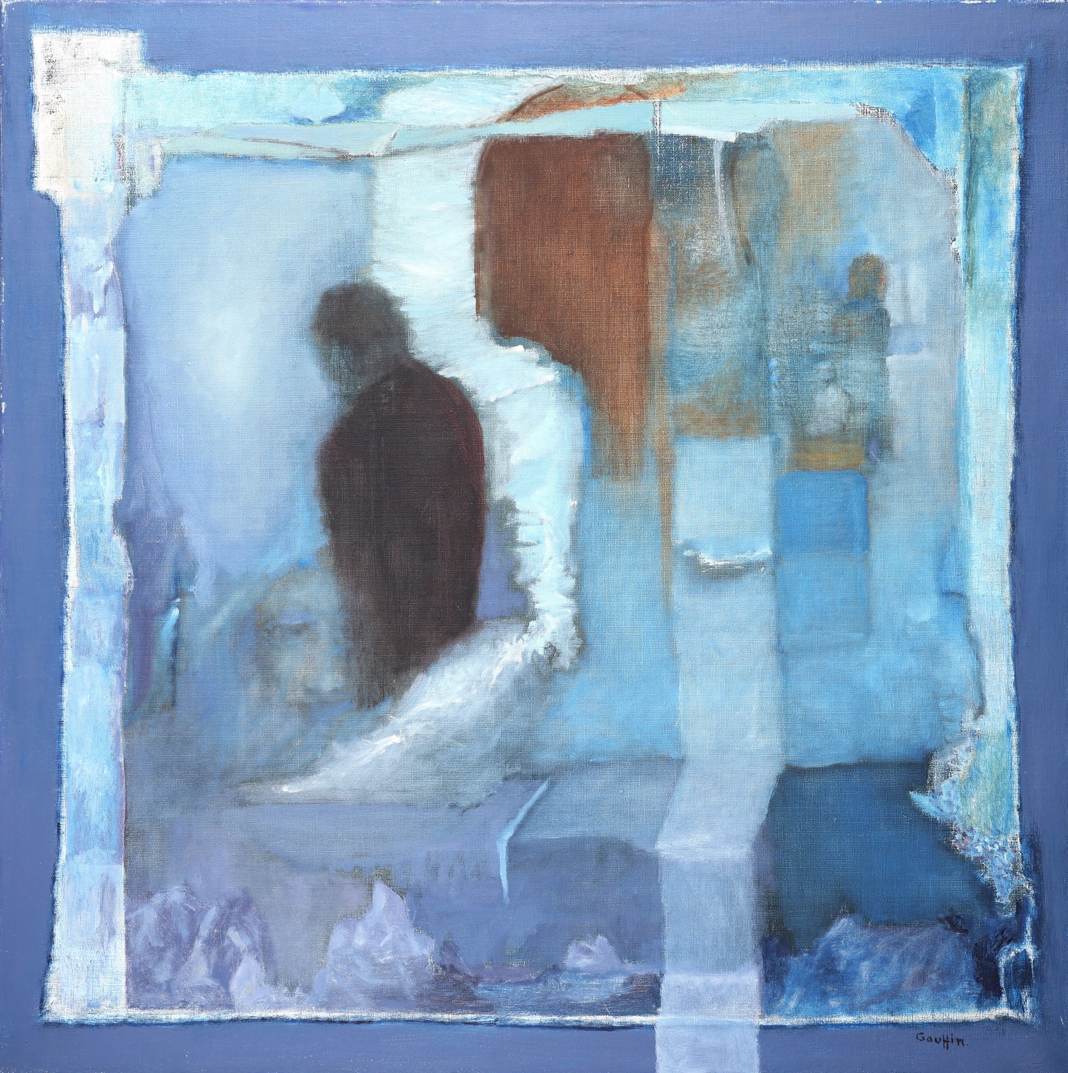 GUNNAR GAUFFIN. Olja på duk, "Vad händer när man vänder ryggen till", signerad.