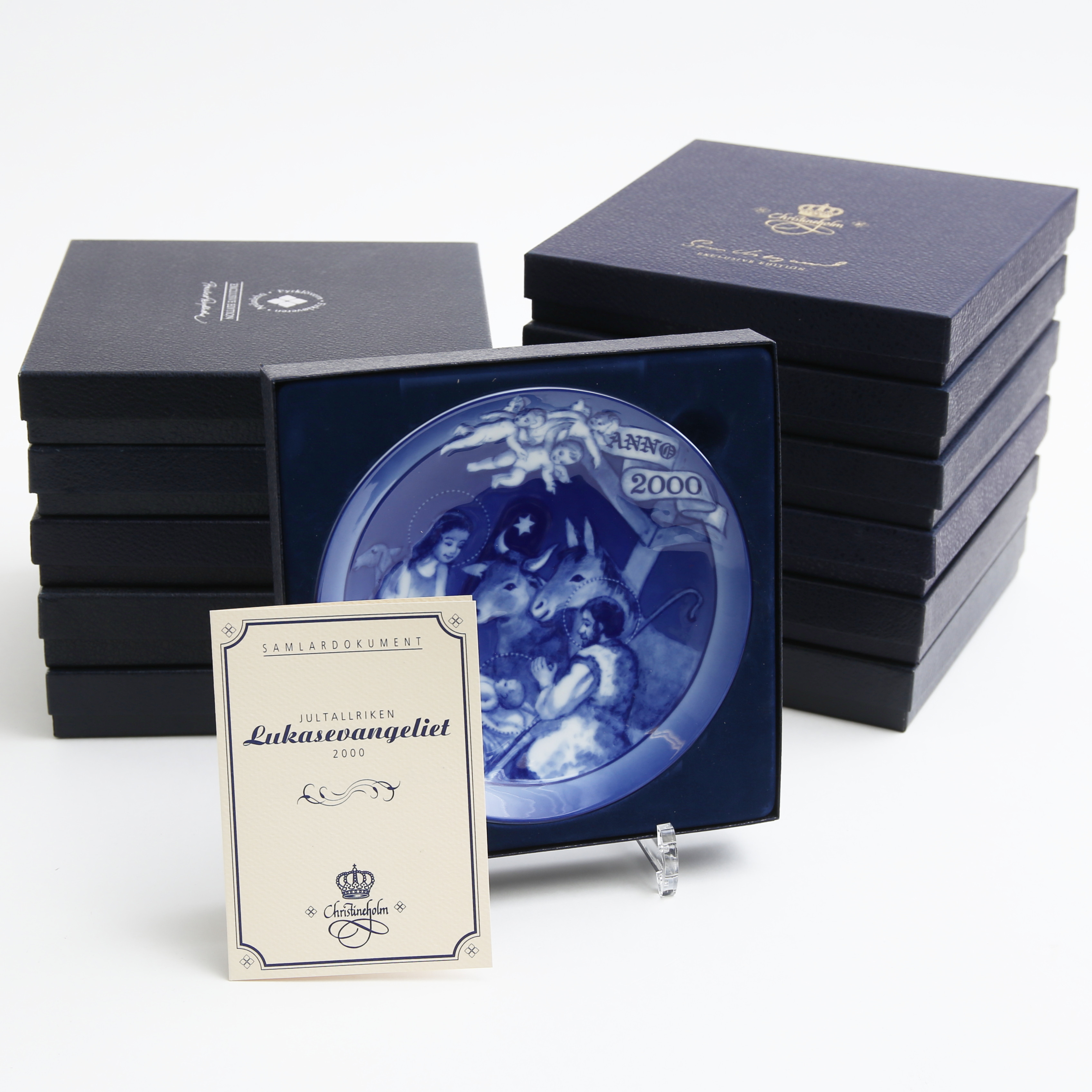 SAMLARTALLRIKAR, 12 st, porslin, "Lukasevangeliet", Christineholm, Fyrklövern.