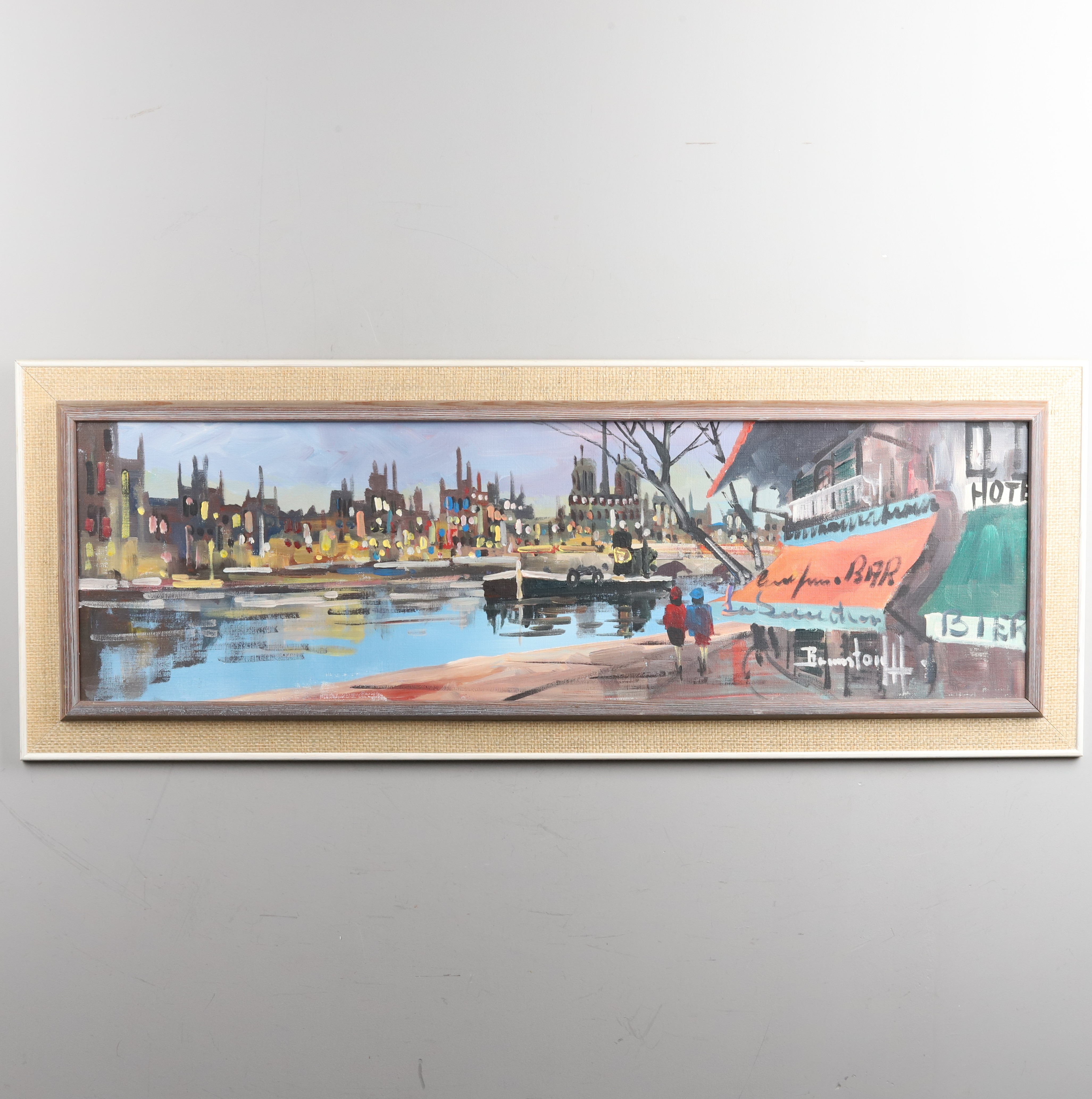 LEIF BRUNSTORFF. OLJA PÅ DUK, "Promenad i Paris", signerad.