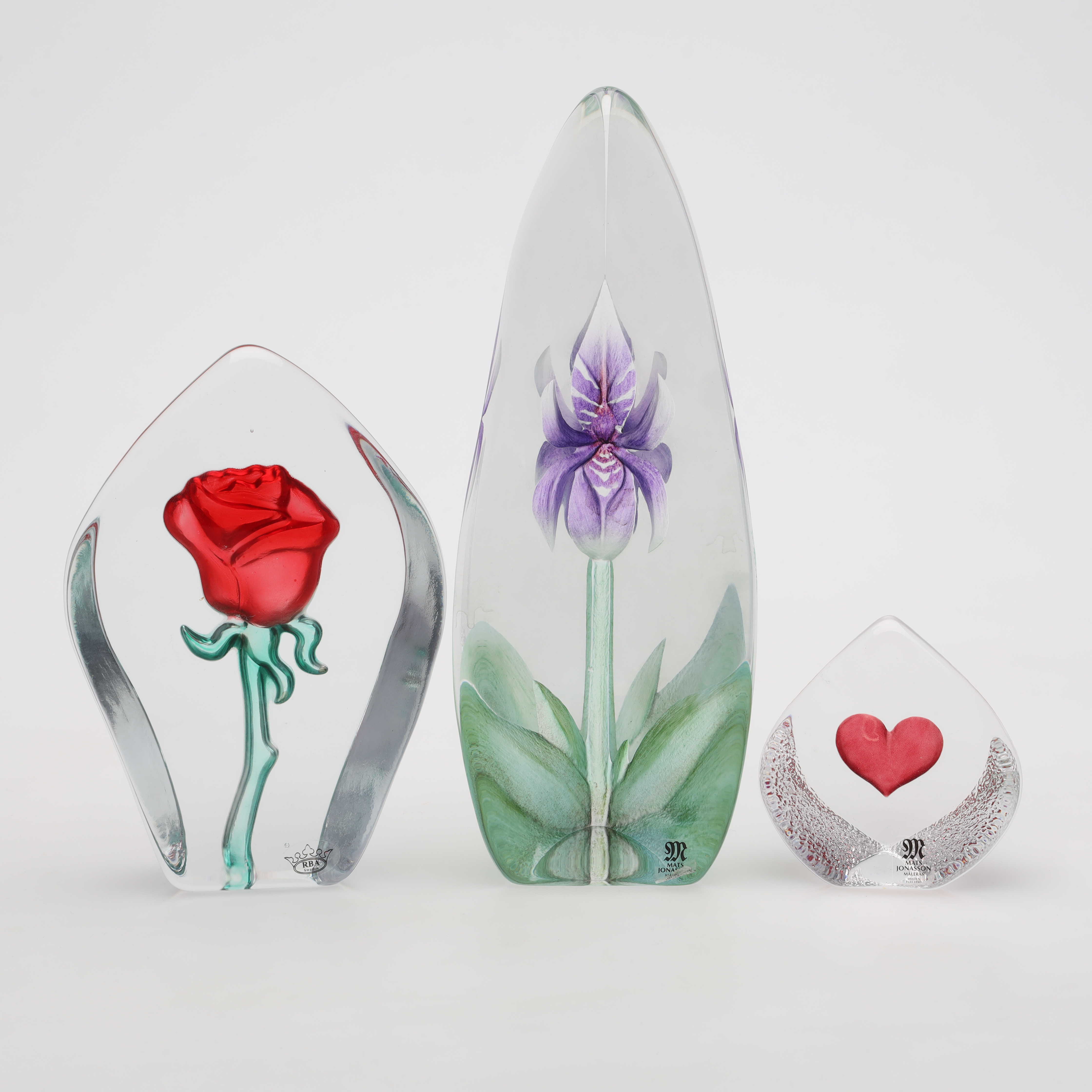 SKULPTURER, glas 3 st Målerås samt RBA.