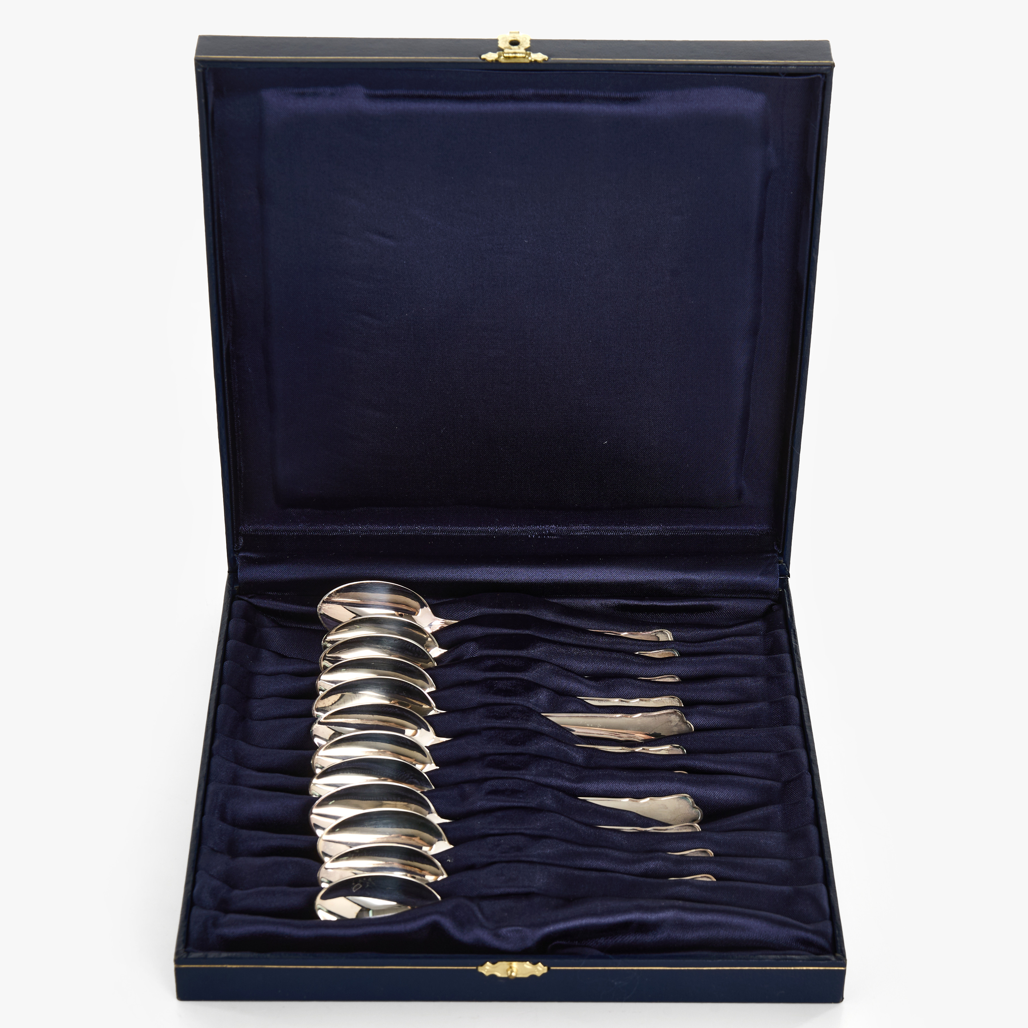 SKEDAR, 12 st, silver, "Chippendale", etui, Guldsmedsaktiebolaget (GAB), Eskilstuna.