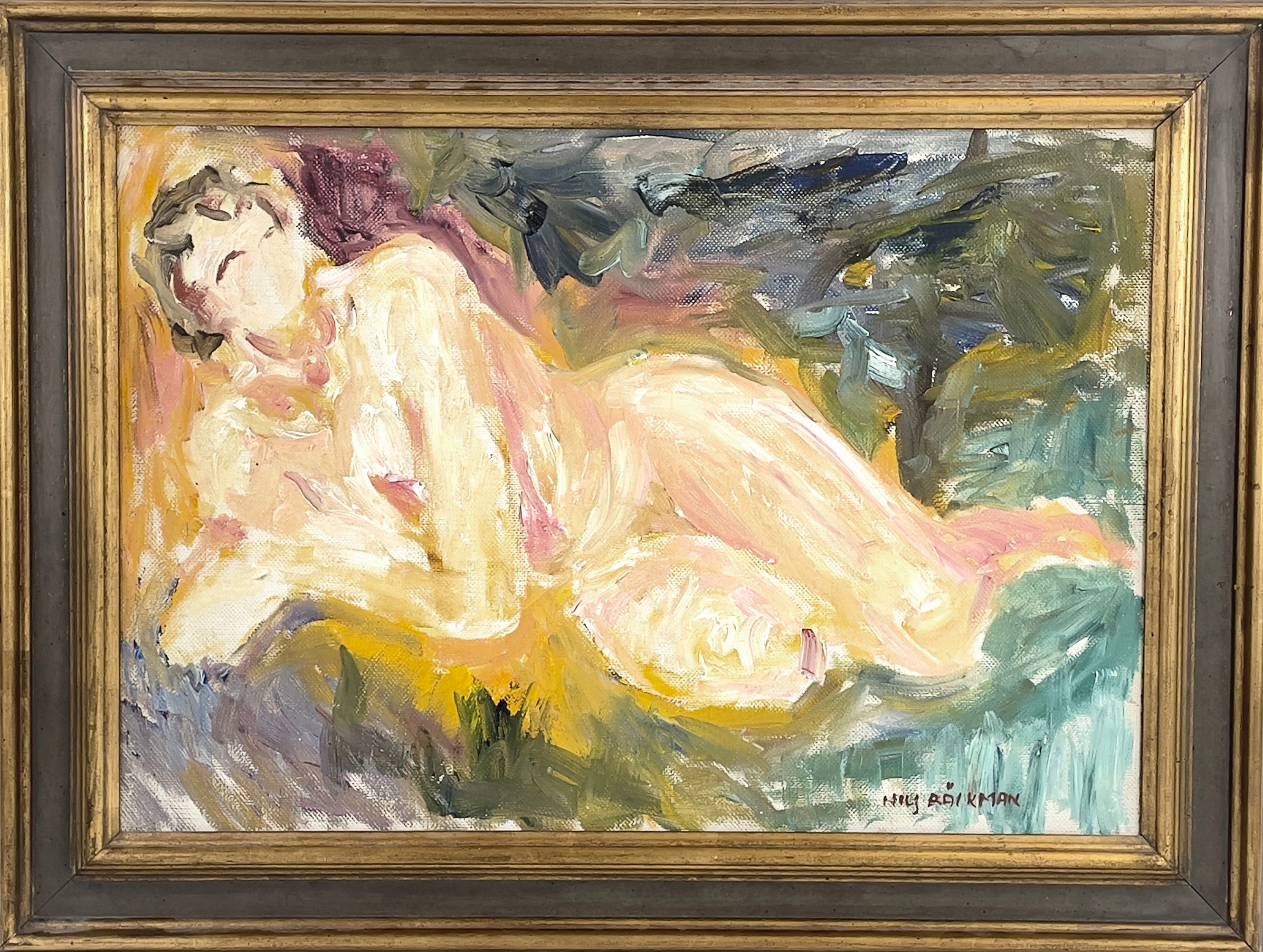 NILS BÄCKMAN. Olja på duk, naken kvinna, signerad.