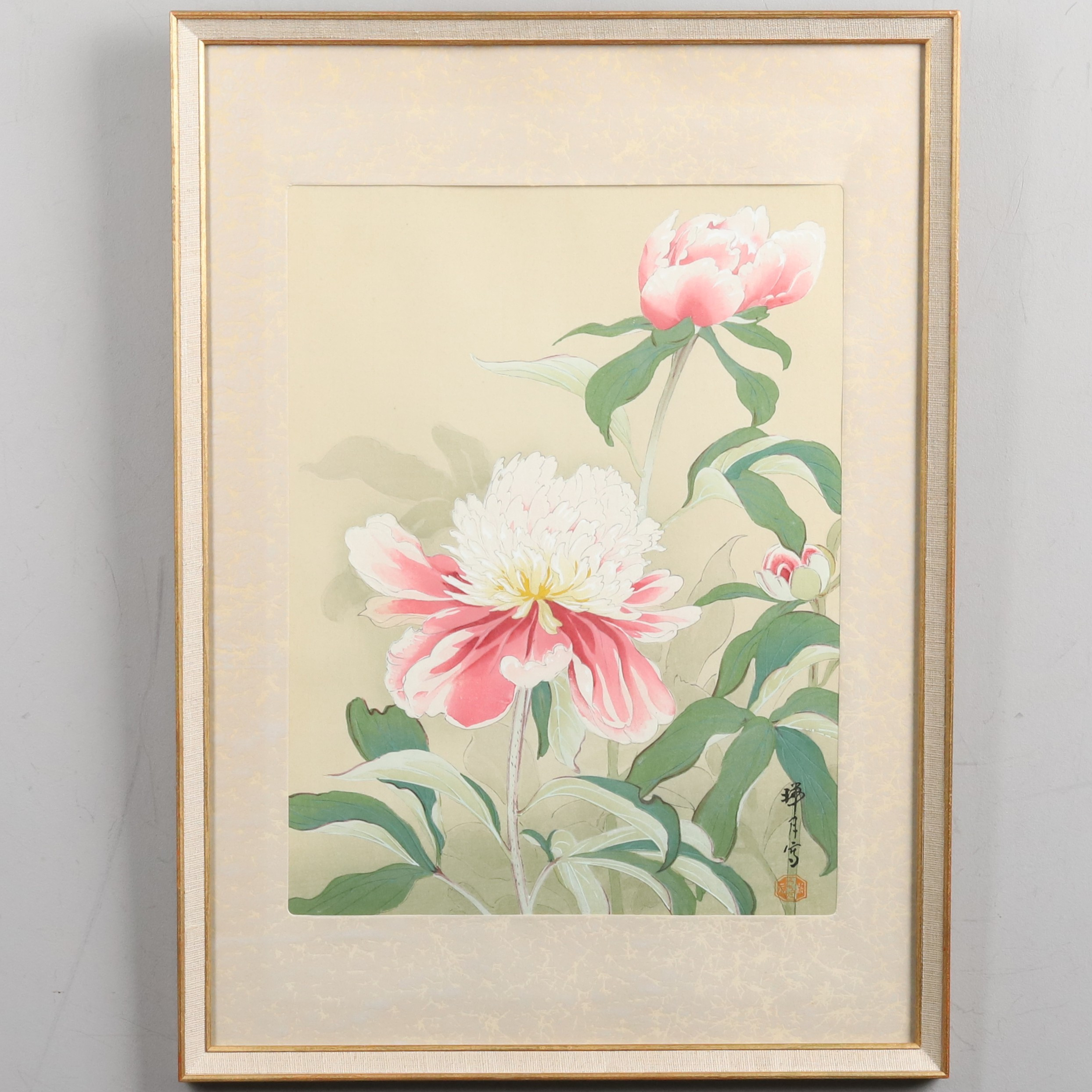 ZUIGETSU IKEDA. WOODBLOCK PRINT, " Pioner" signerad i tryck.