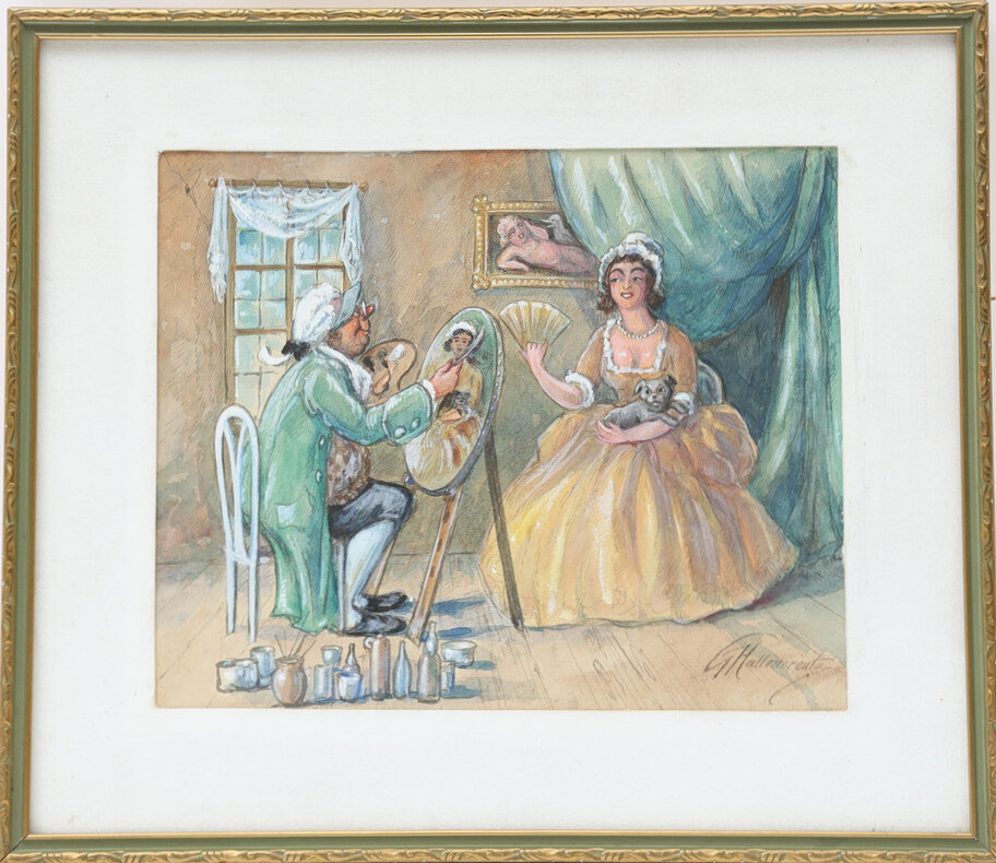 GÖSTA HALLENCREUTZ. Akvarell, konstnärsatelje, signerad.