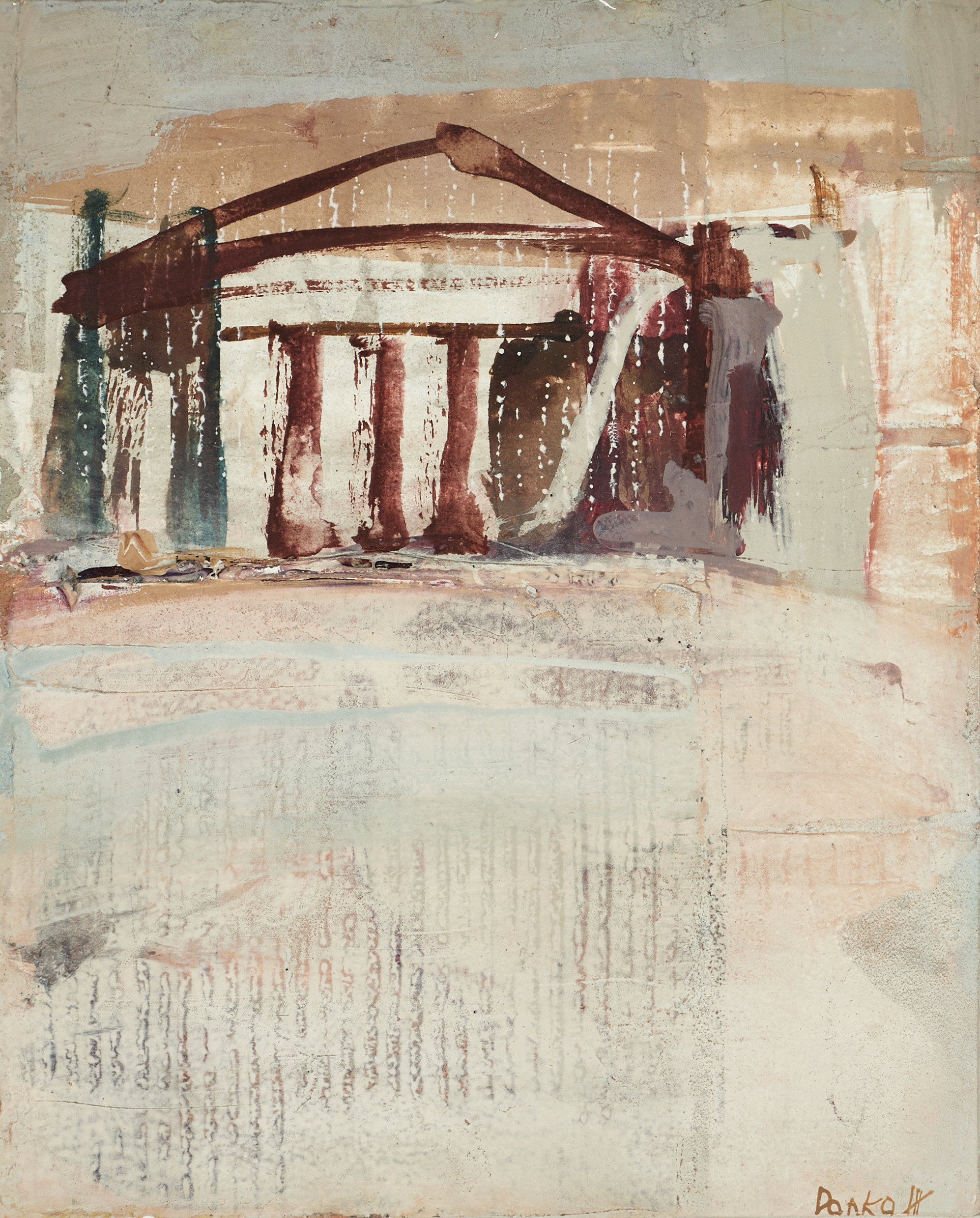 DANKA JAWORSKA (född 1951): Templet, signerad, blandteknik.