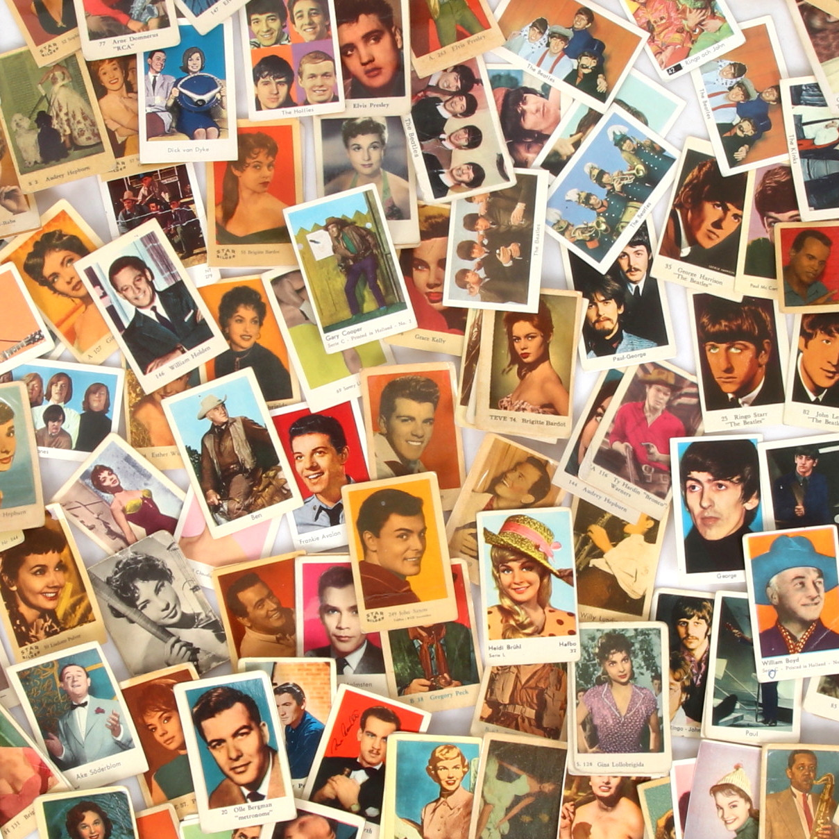 SAMLARBILDER/FILMISAR, bl.a. The Beatles, The Hollies, Elvis, A. Hepburn, Sophia Loren, The Kinks m.fl. 1900-tal.