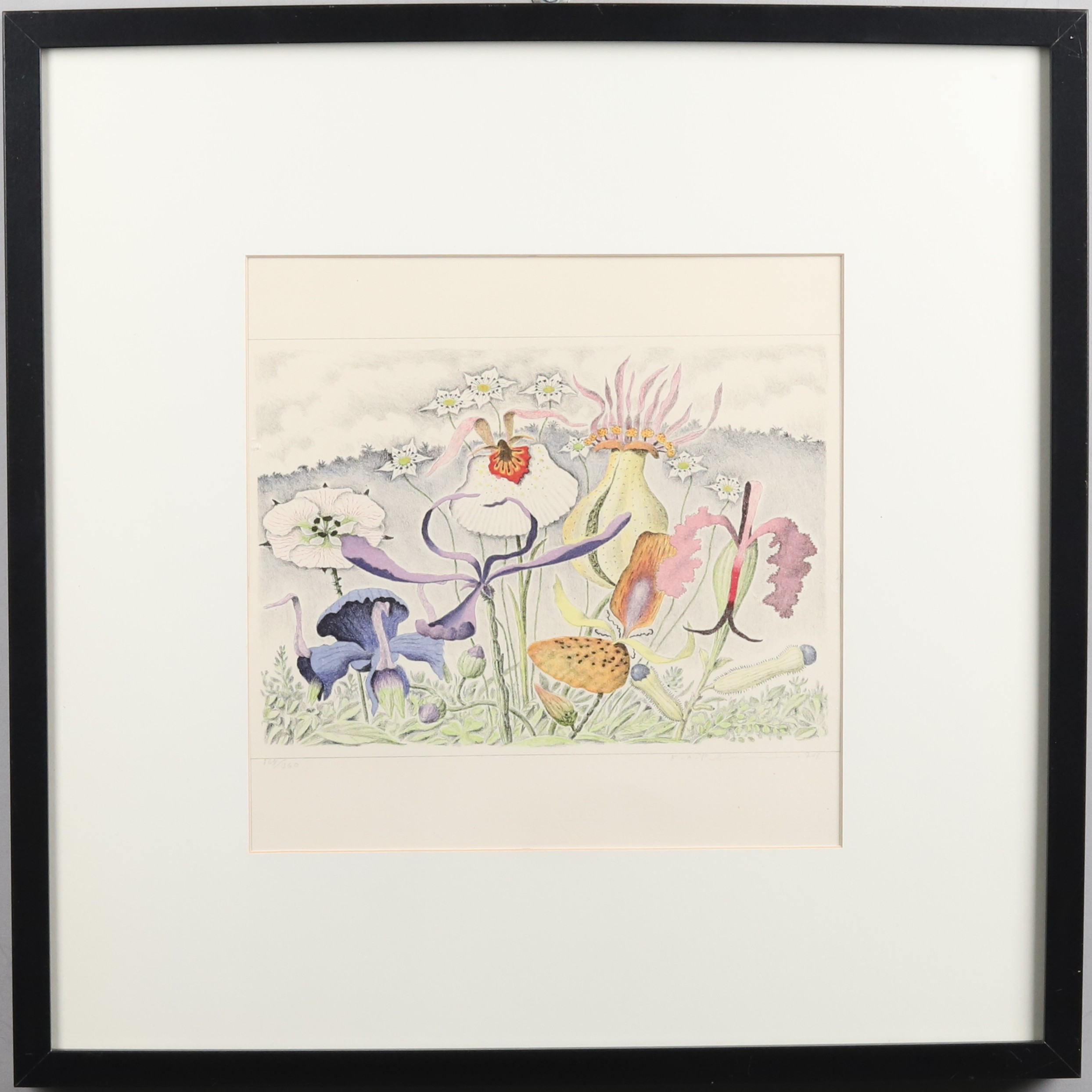 KARL AXEL PEHRSON. FÄRGLITOGRAFI 164/360, "Fantasiblommor", signerad och daterad -74.