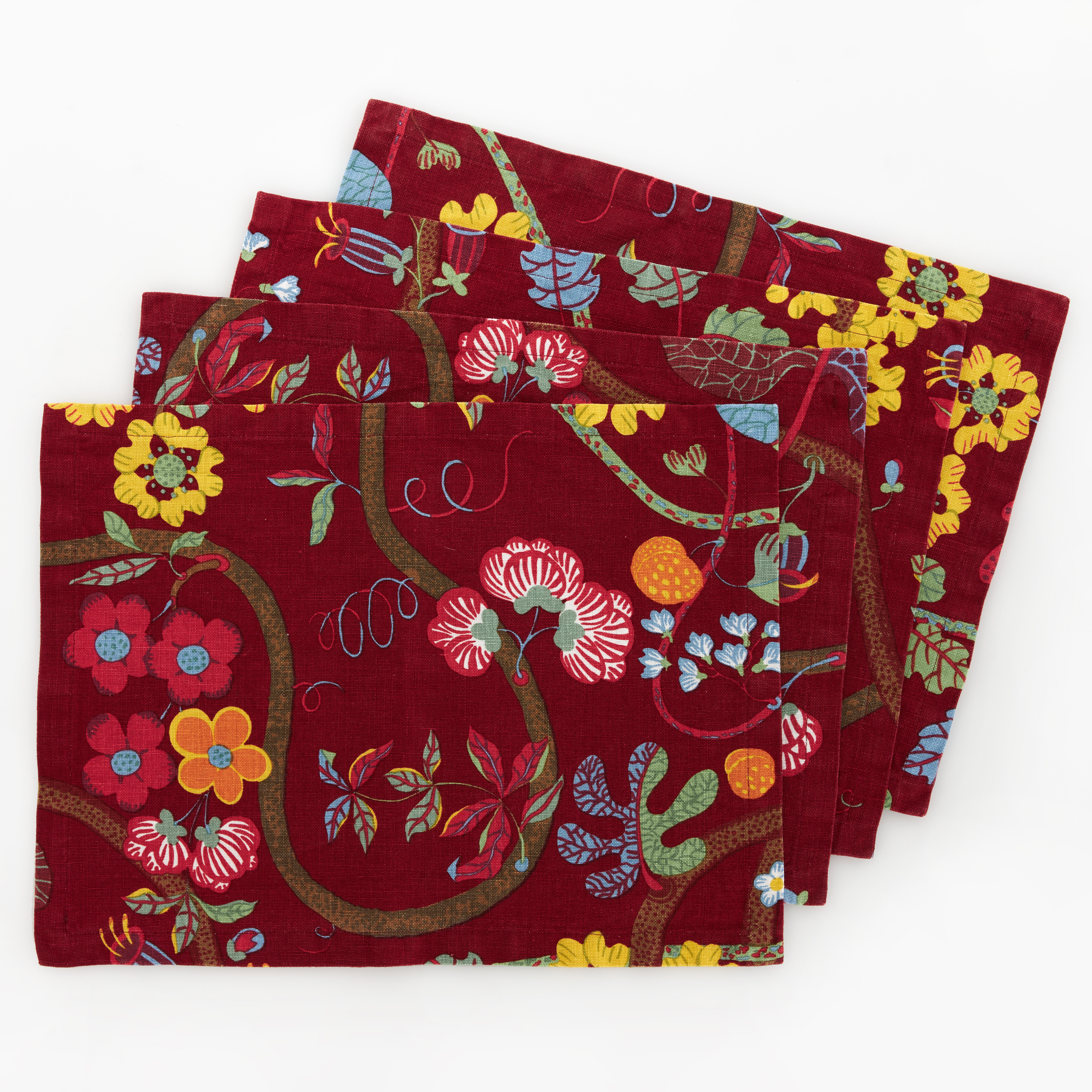 JOSEF FRANK. Bordstabletter, 4 st, "Baranquilla", Firma Svenskt Tenn.