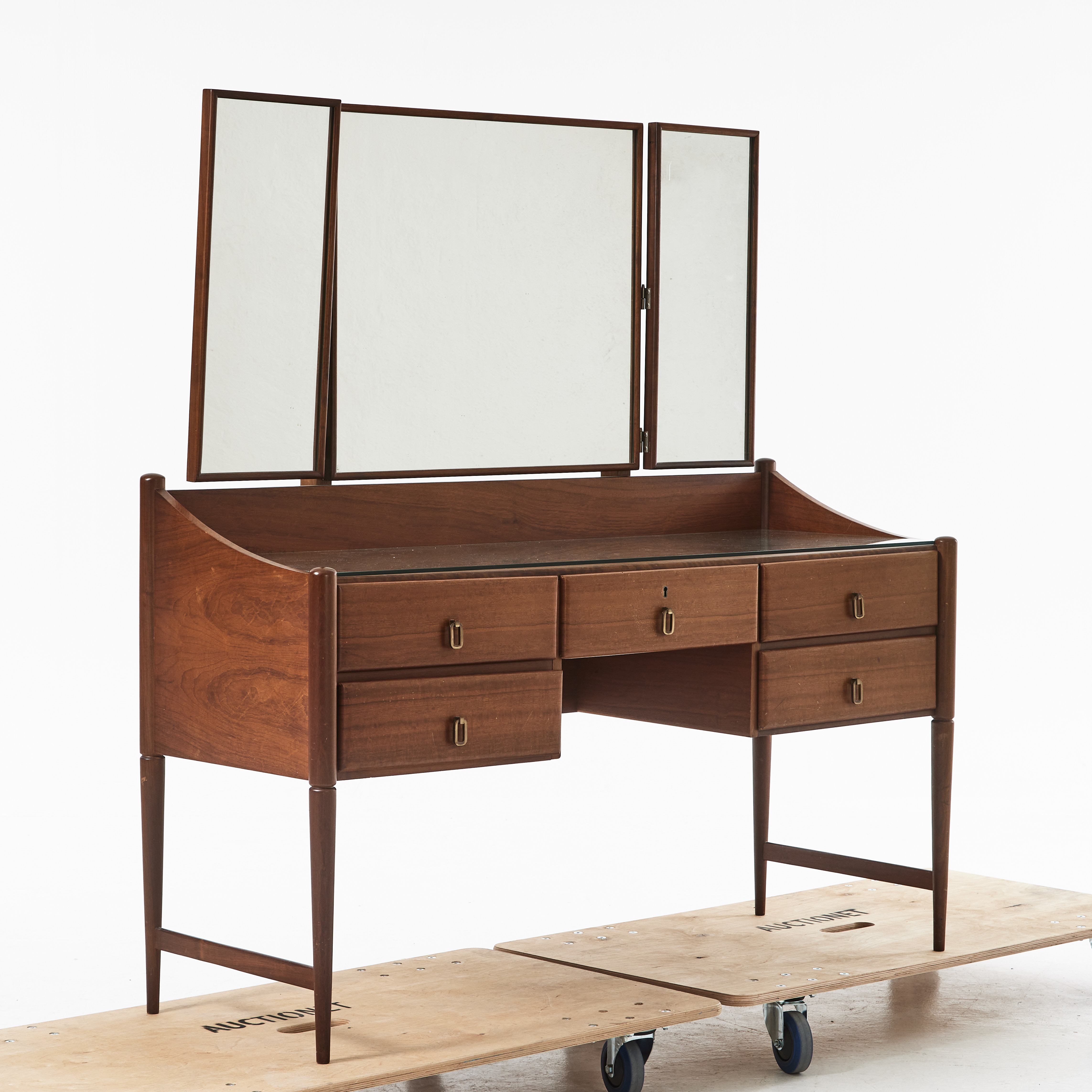 TOILETTBORD med spegel, sittpall, Frystark Furniture, Sydafrika, 1950-60-tal.