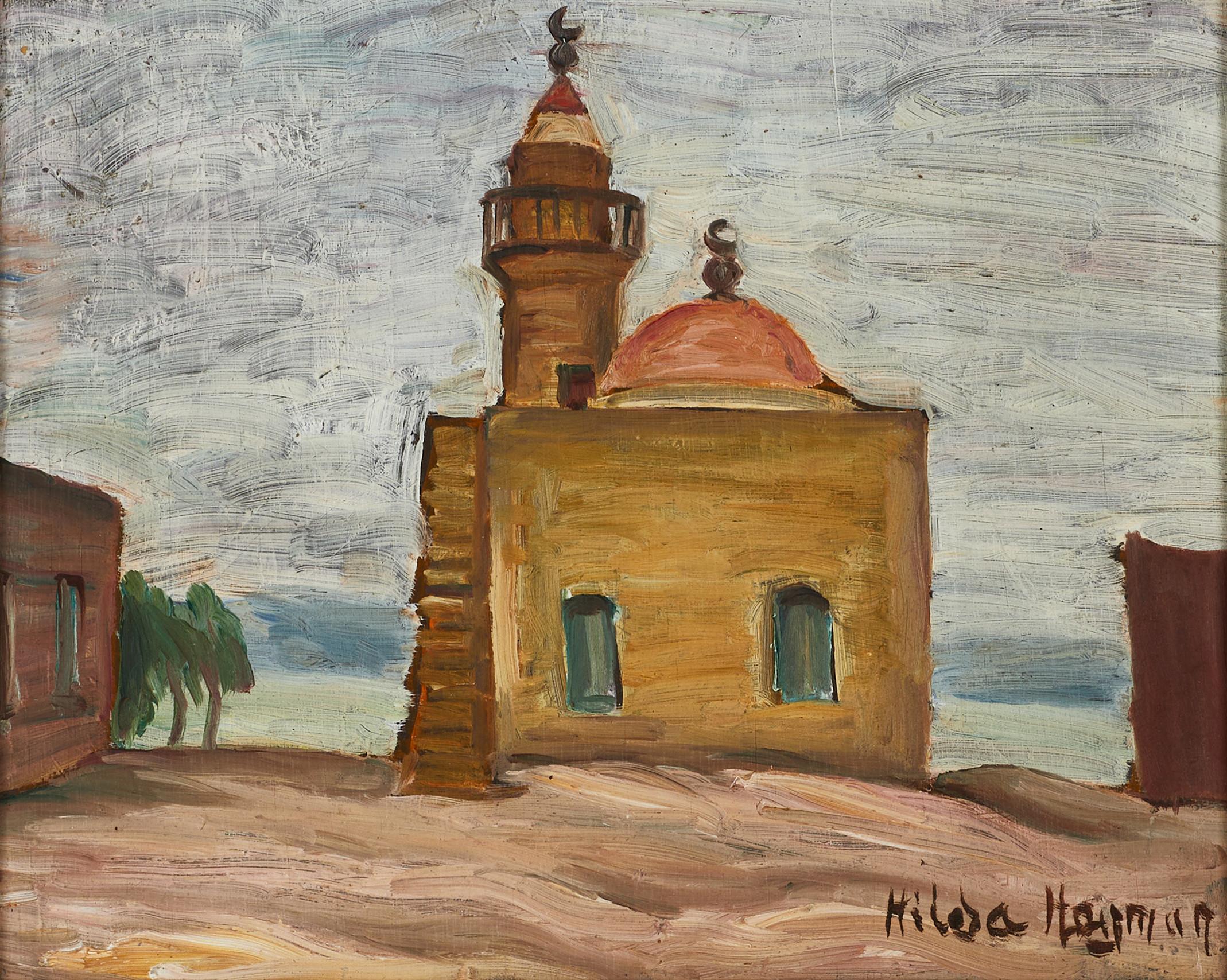 HILDA HEYMAN (Vårgårda 1872-1955 Stockholm ). Torg - Nordafrika,, signerad, olja på pannå.