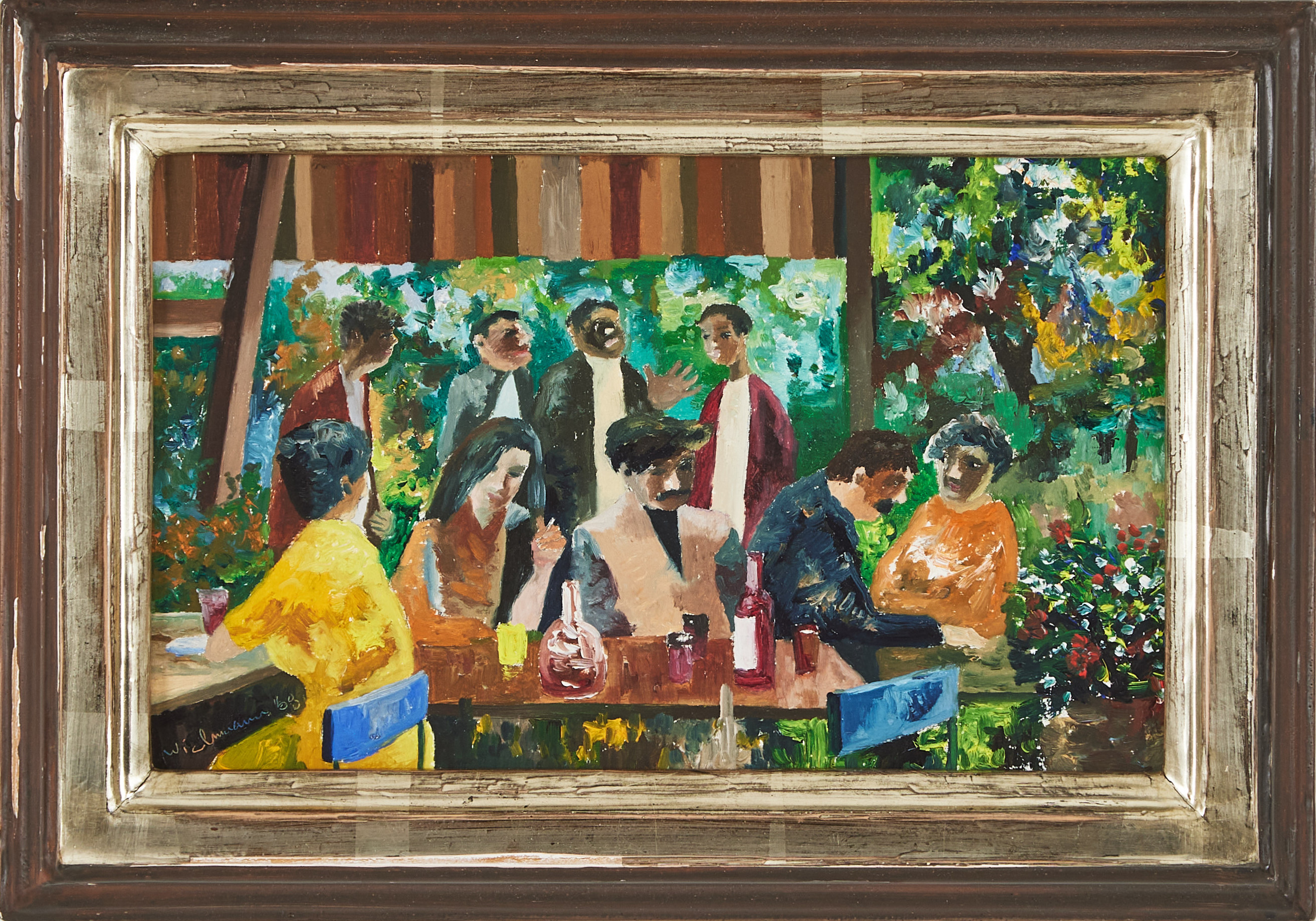 HARRY WICHMANN. Trädgårdsscener, 2 st., olja på pannå, signerad och daterad.