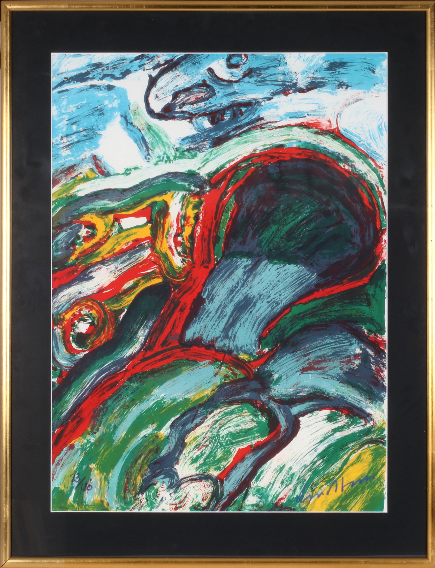 BENGT LINDSTRÖM. Komposition med figurer, litografi, signerad och numrerad 73/180.