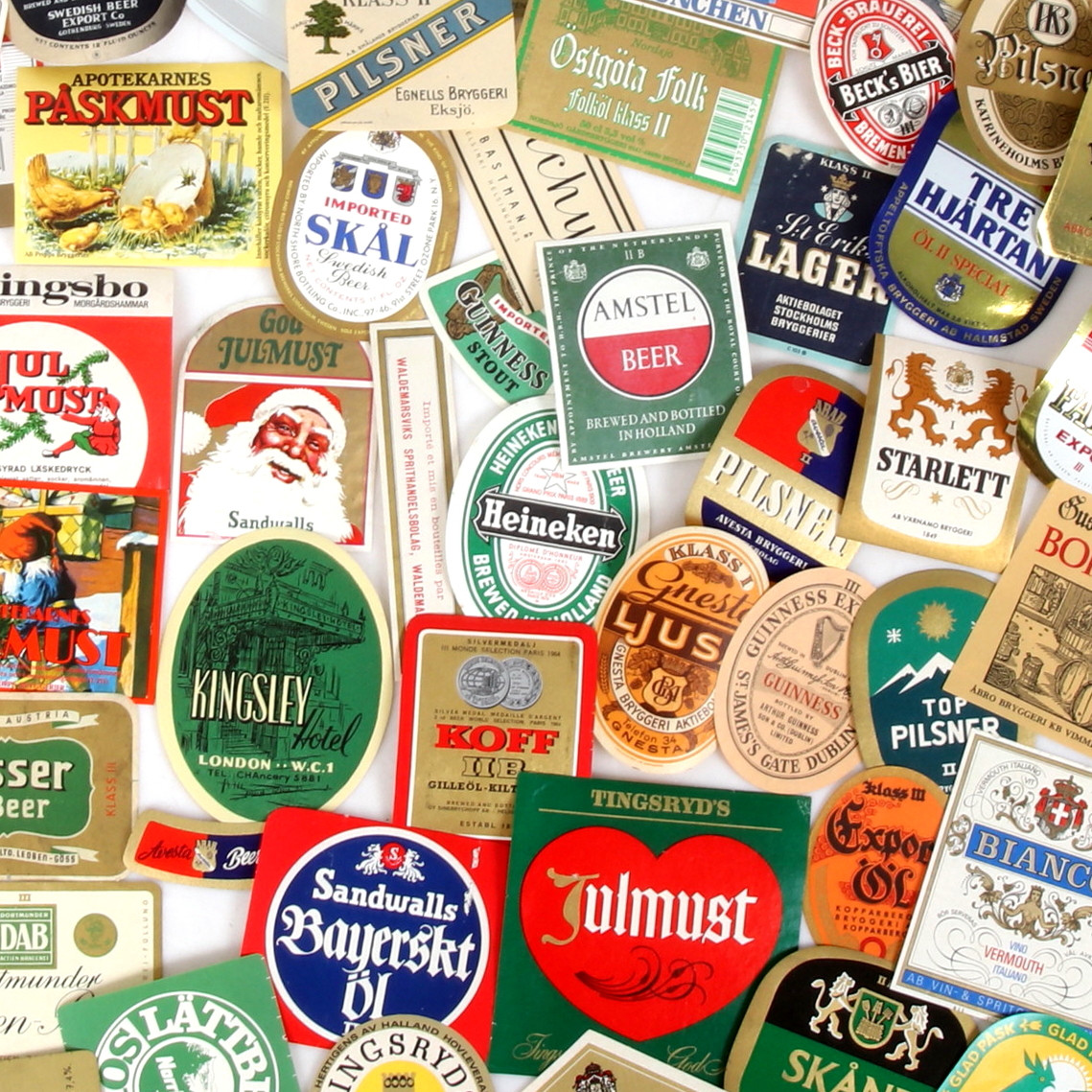 ÖLETIKETTER, JULMUST, samling. 1900-tal.