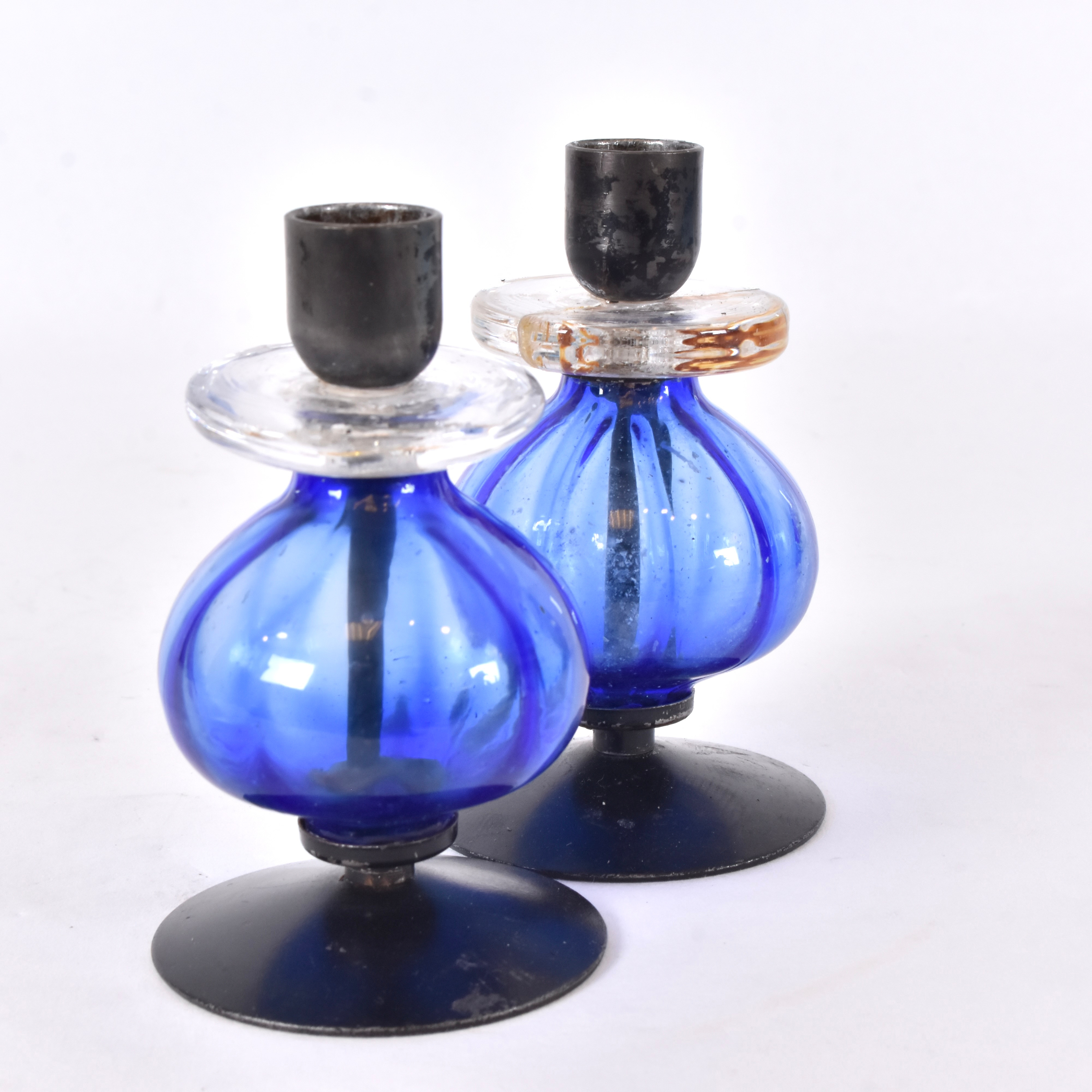 ERIK HÖGLUND. Ljusstakar, 1-par, smide/glas, Boda Smide.