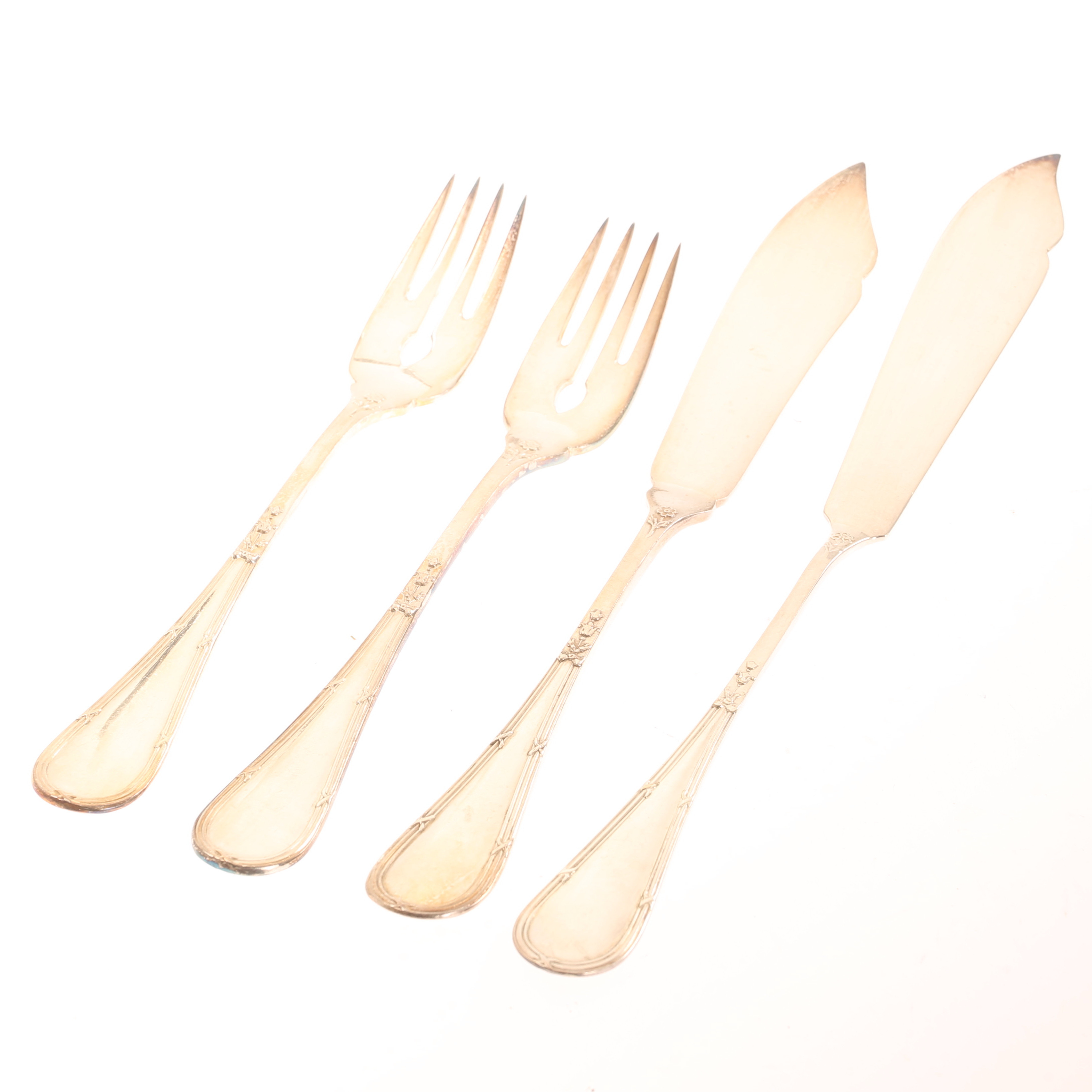 FISKEBESTICK, 23 delar, nysilver CG Hallberg.