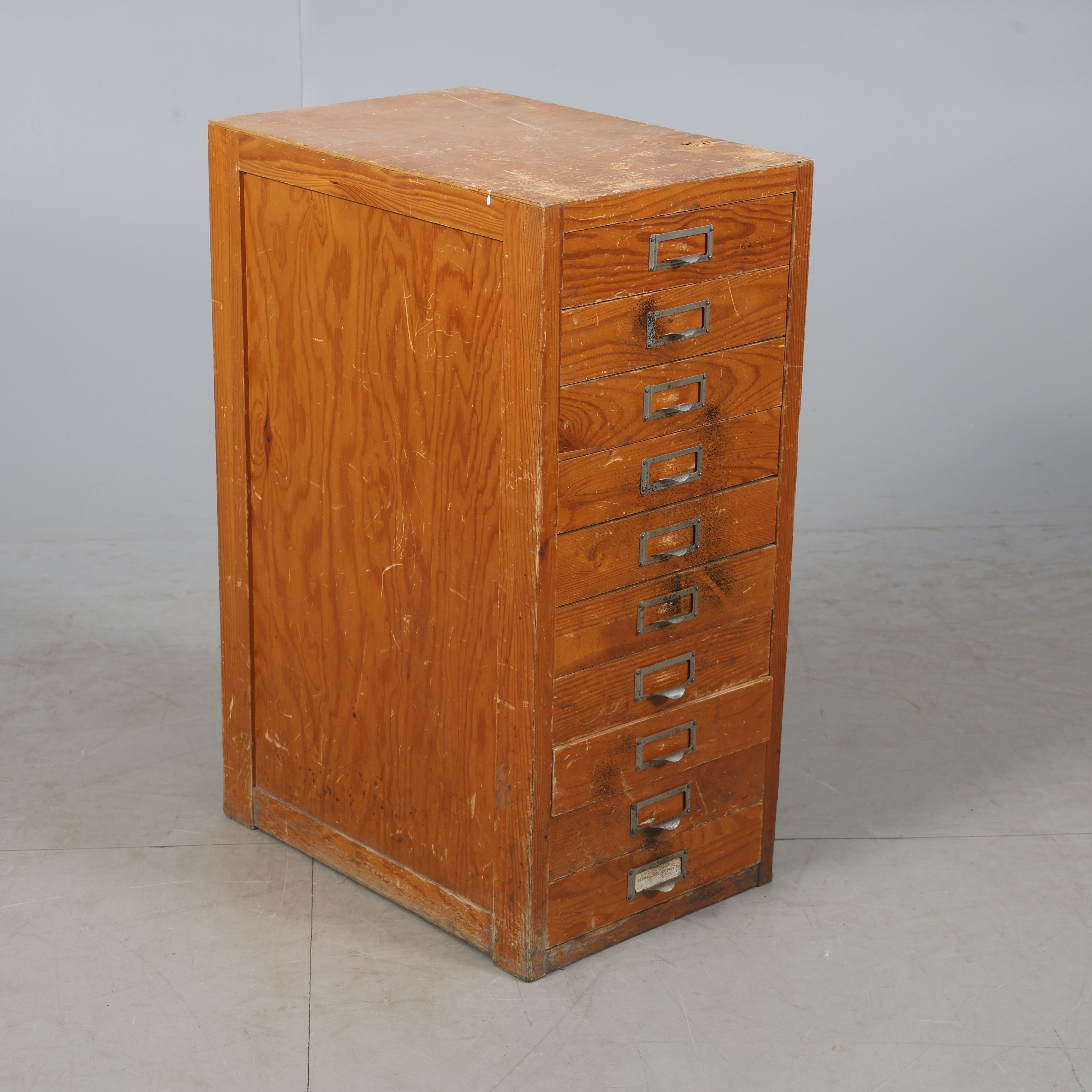 LÅDHURTS, verkstadsmodell, 10 lådor, furu, 1900-tal.