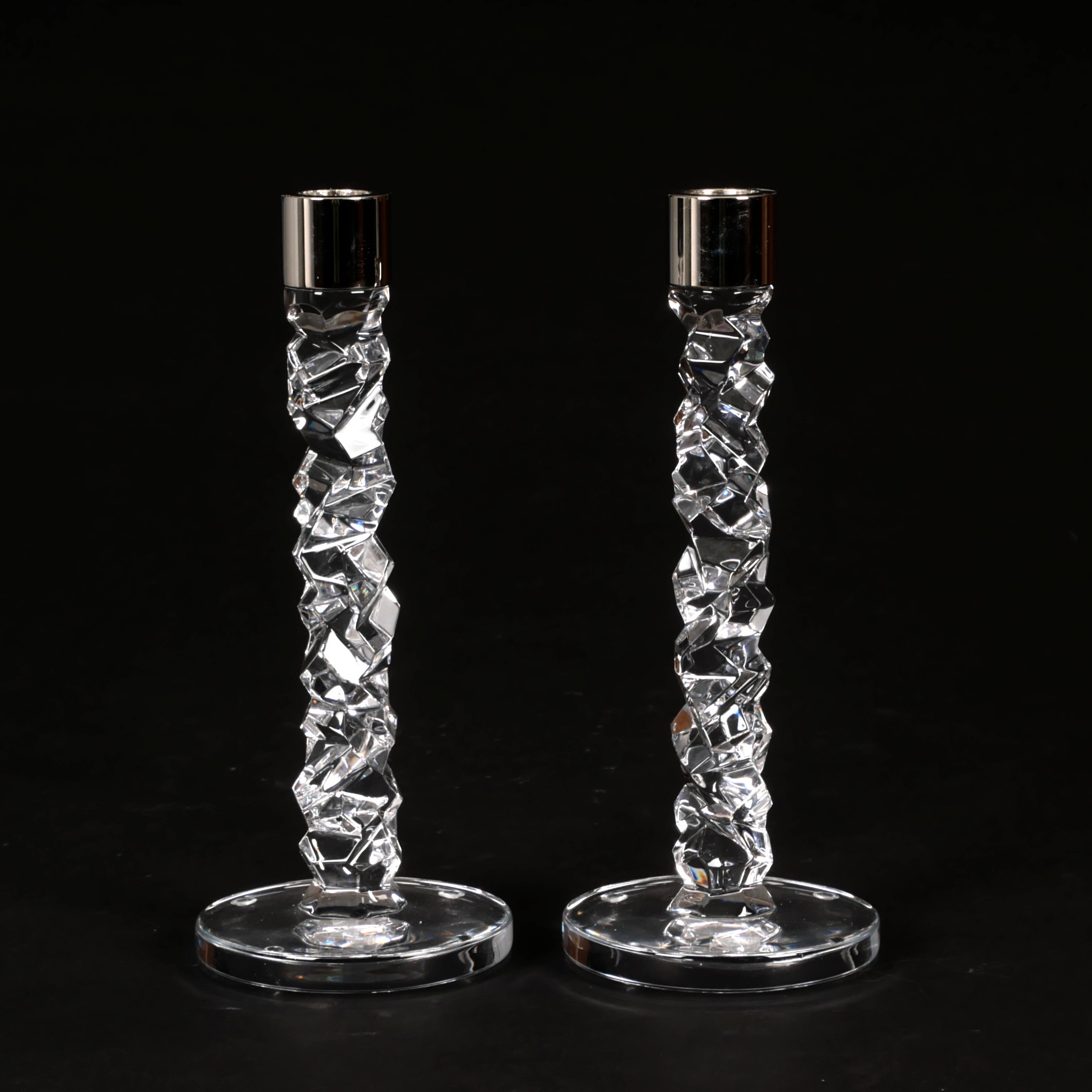 LENA BERGSTRÖM. Ljusstakar, ett par, "Carat", kristall, Orrefors.