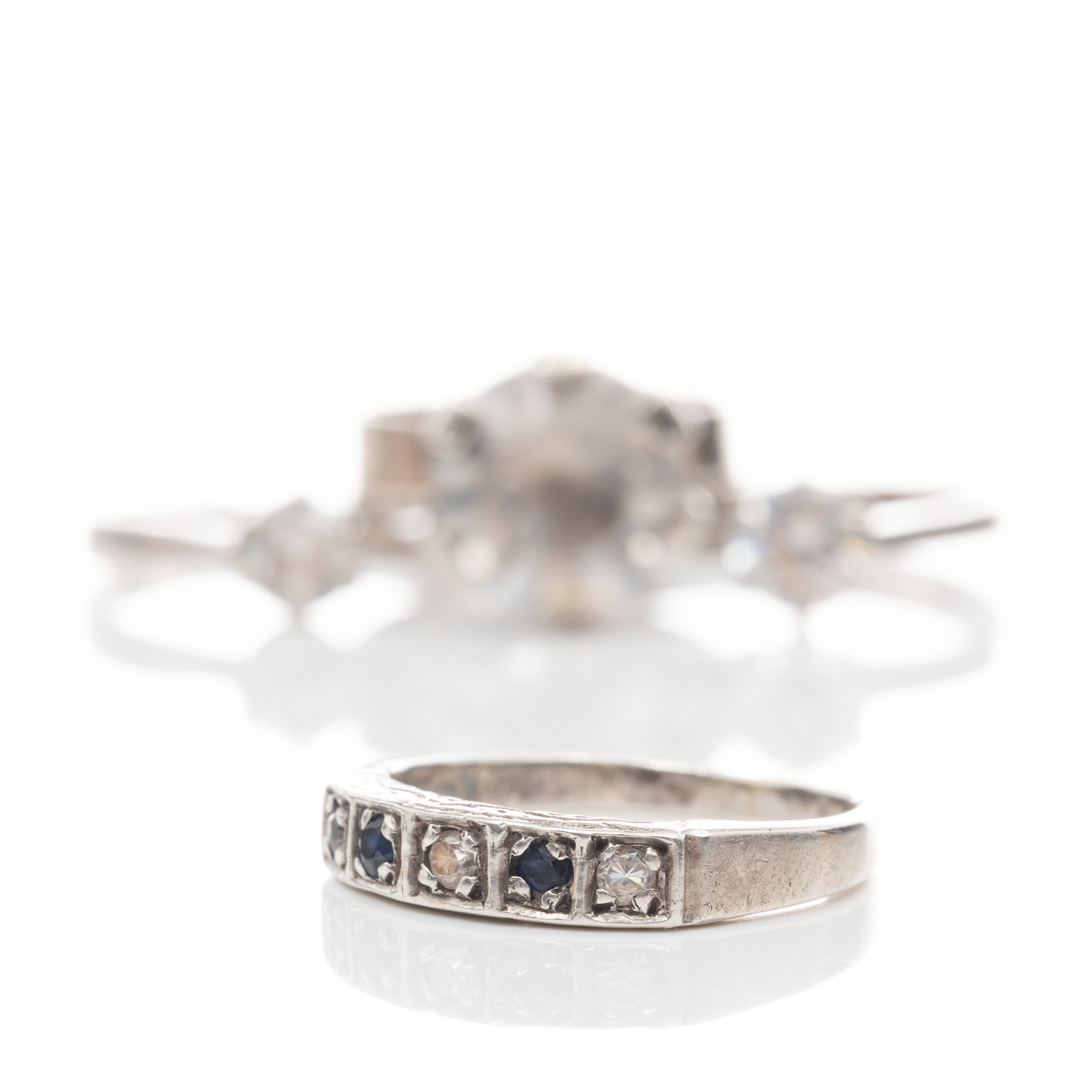 RINGAR, 4 st, Silver, Safirer, Cubic zirkoner.