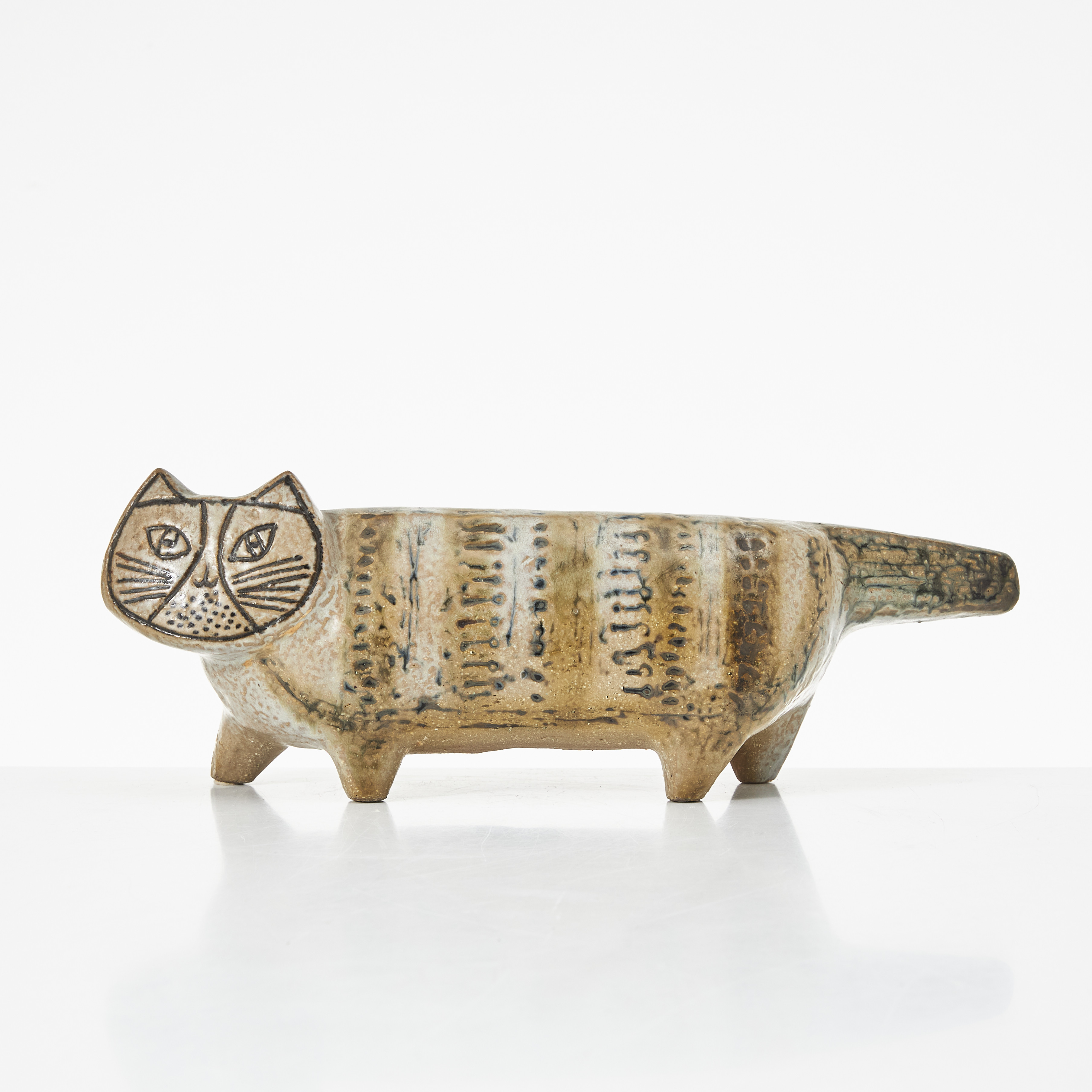 LISA LARSON. Figurin katt, glaserat stengods, Gustavsberg.