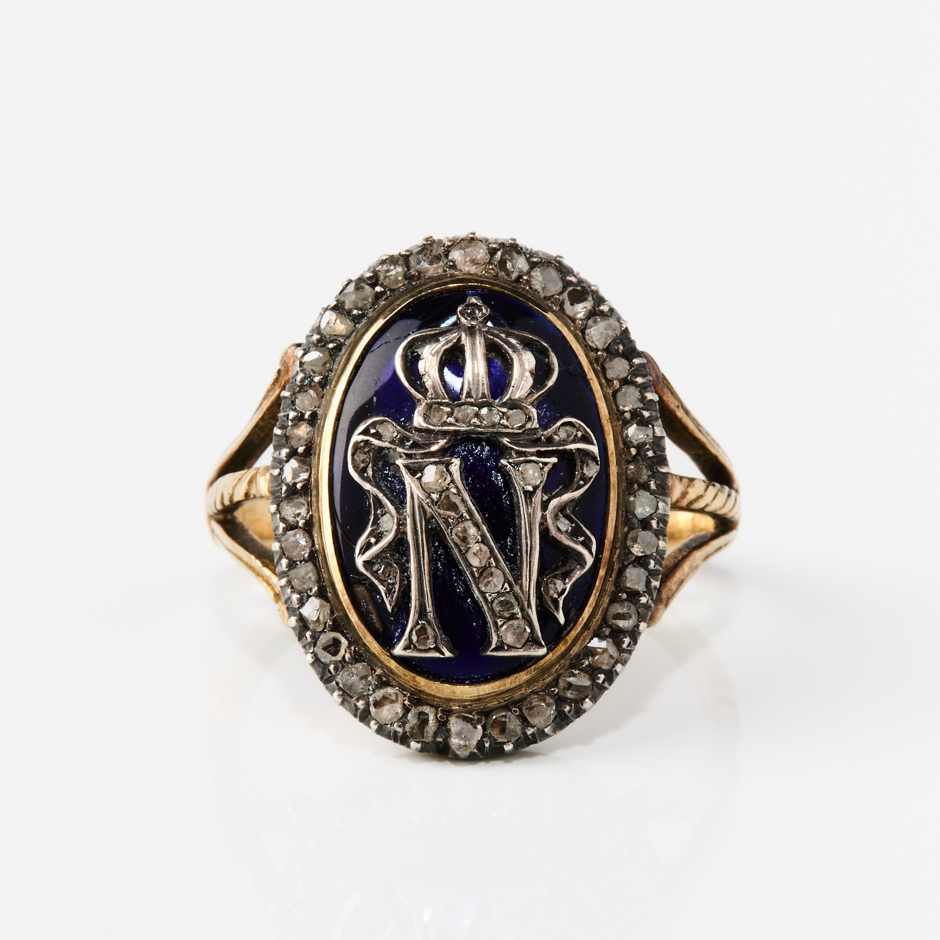 RING, silver/guld, emalj och diamanter, sannolikt Ryssland 1800-talets första kvartal.