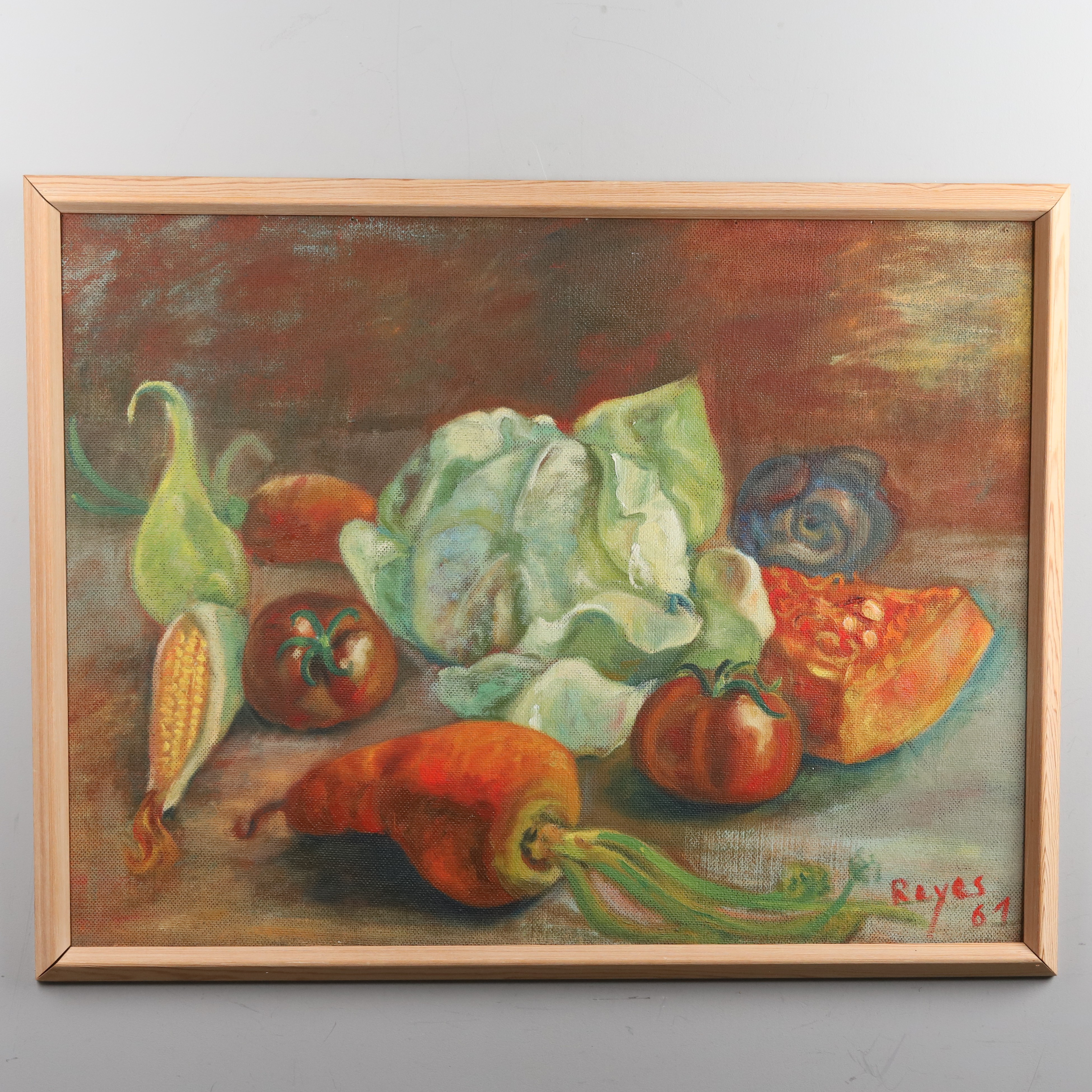 OIDENTIFIERAD KONSTNÄR. OLJA PÅ PANÅ, "Stilleben", signerad -69.