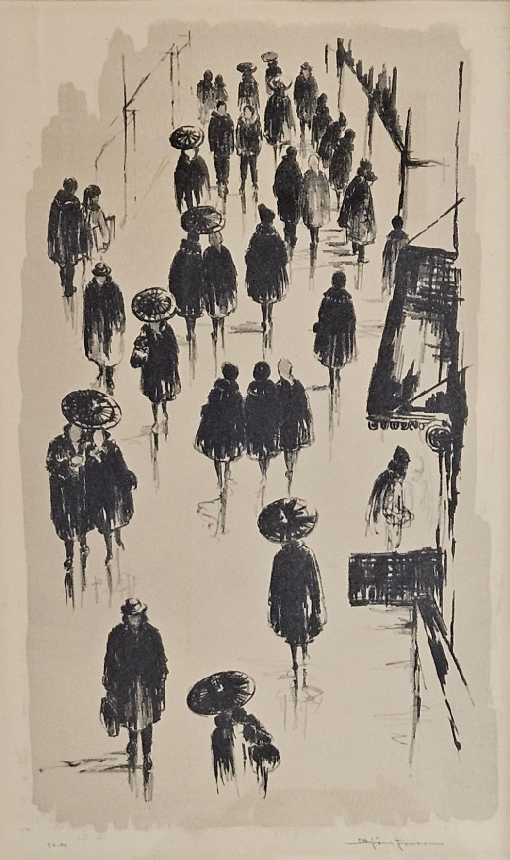 BJÖRN JONSSON. Promenadgata. Litografi, signerad Björn Jonsson, 50 ex.