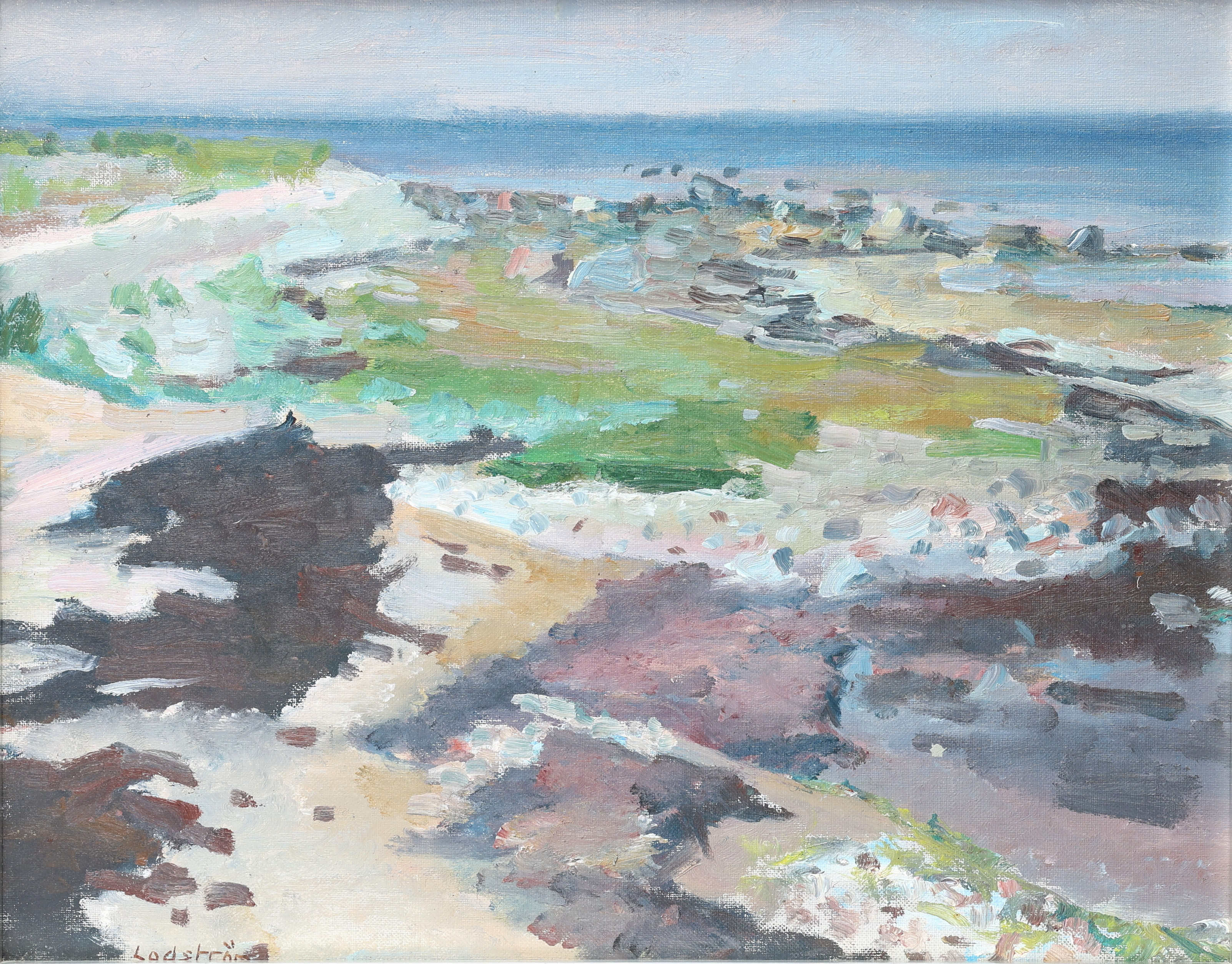 GEORG LODSTRÖM. Olja på pannå, "Havsband", signerad.