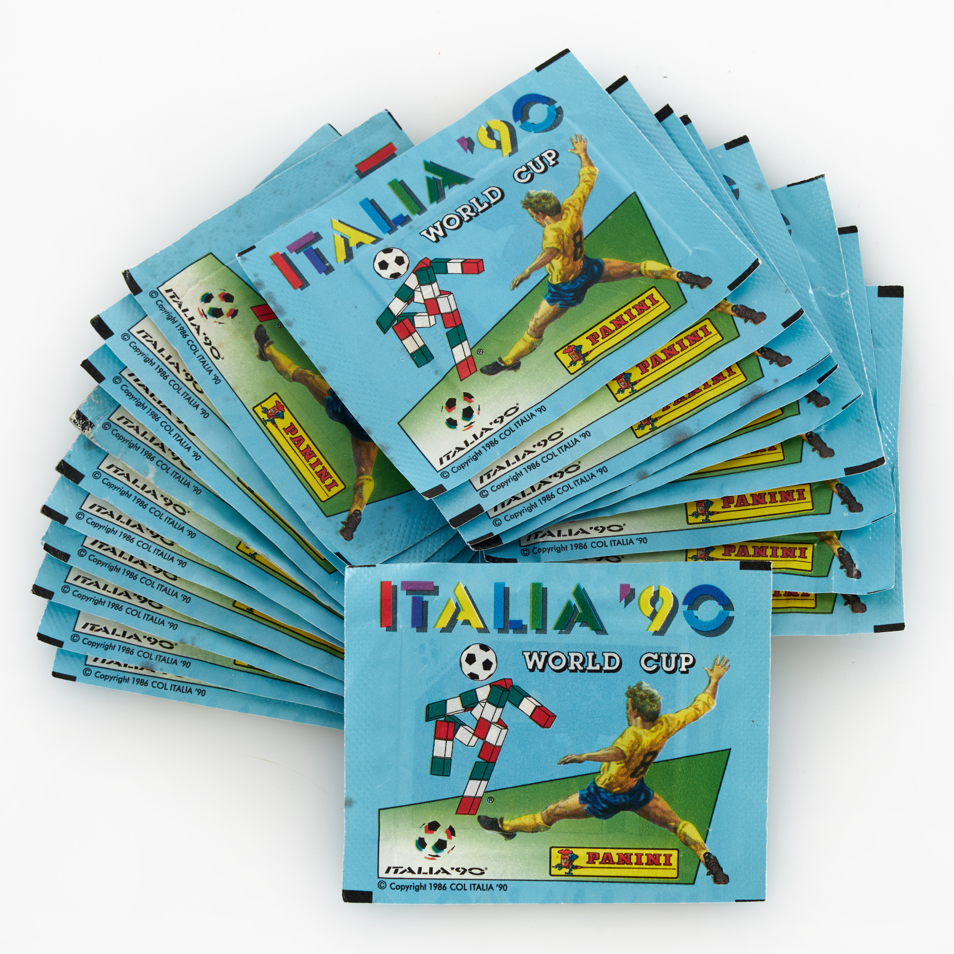 WORLD CUP ITALY 1990. Oöppnade paket, 20 st, Panini, Italien.