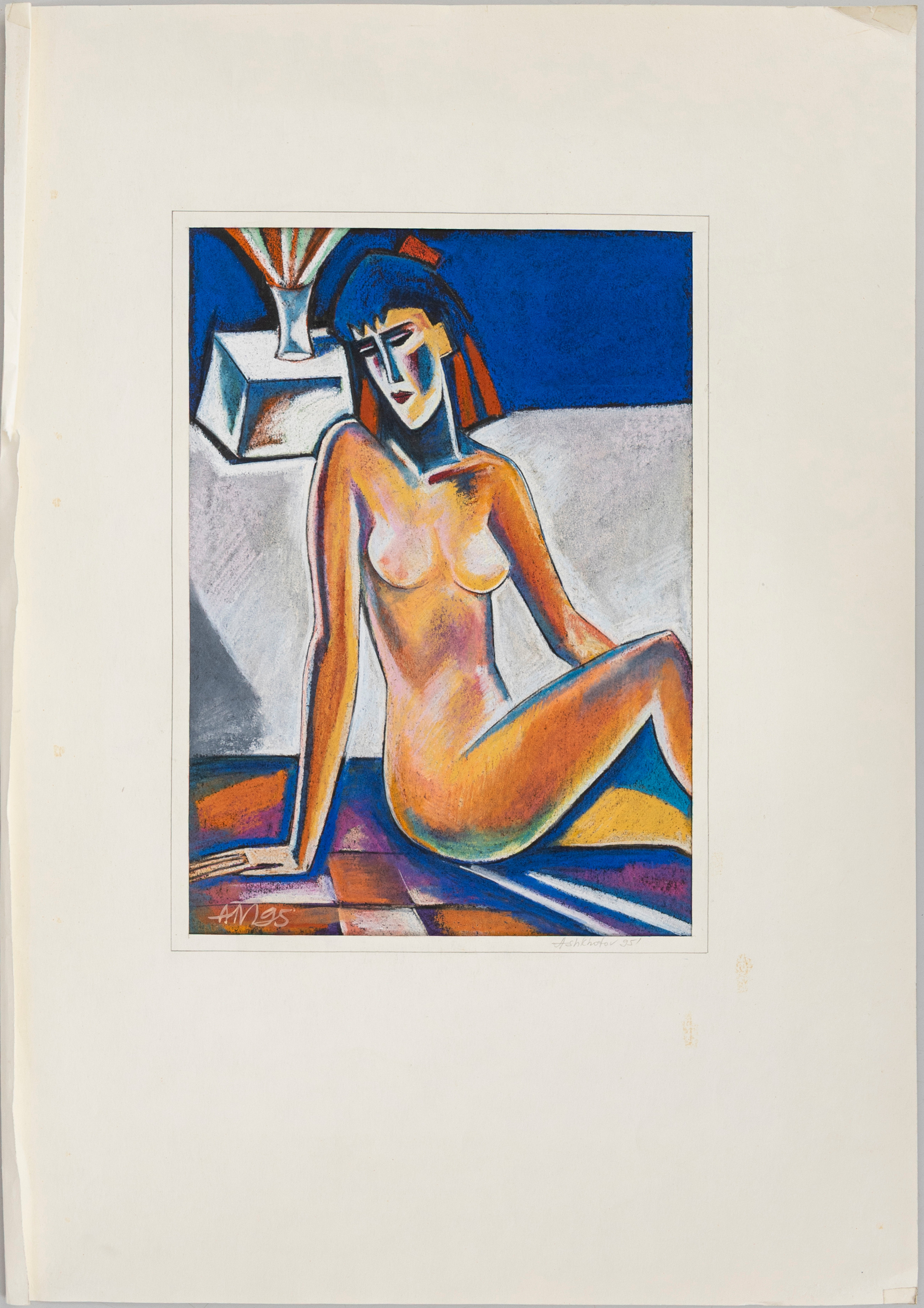 MIKHAIL ASHKOTOV (TJECKIEN). nakenstudie, pastell, signerad, daterad-95.