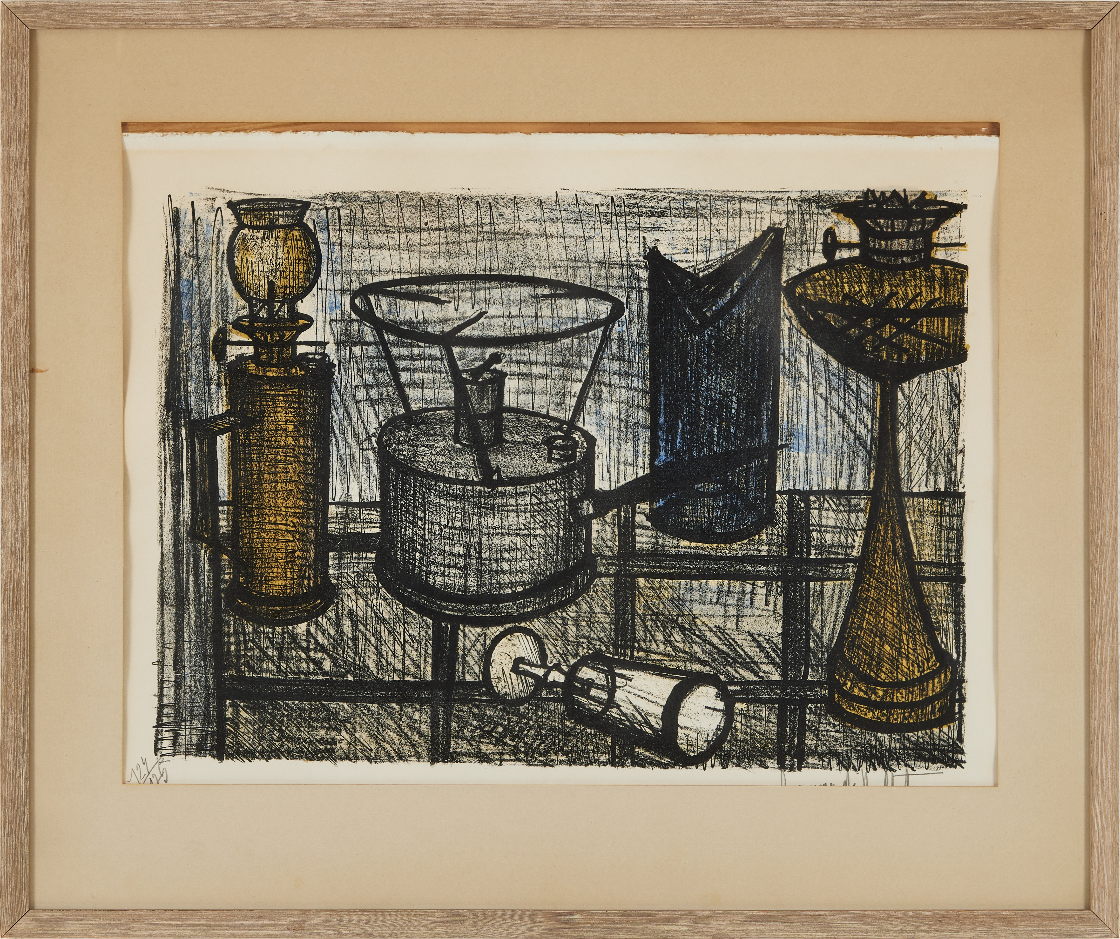 BERNARD BUFFET. "La lampe à pétrole" färglitografi, signerad och numrerad 124/175.