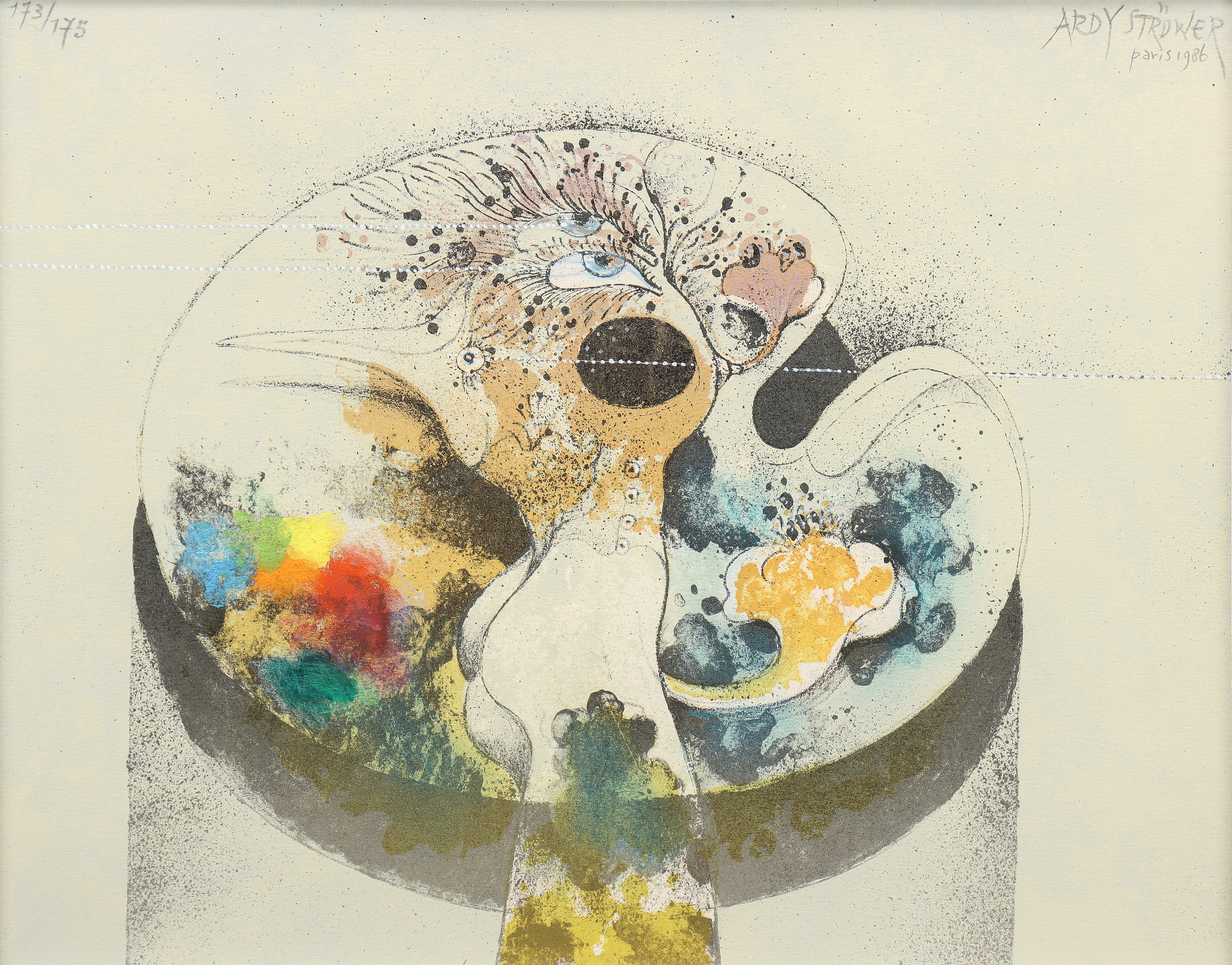 ARDY STRÜWER. Litografi 173/175, signerad Paris 1986.