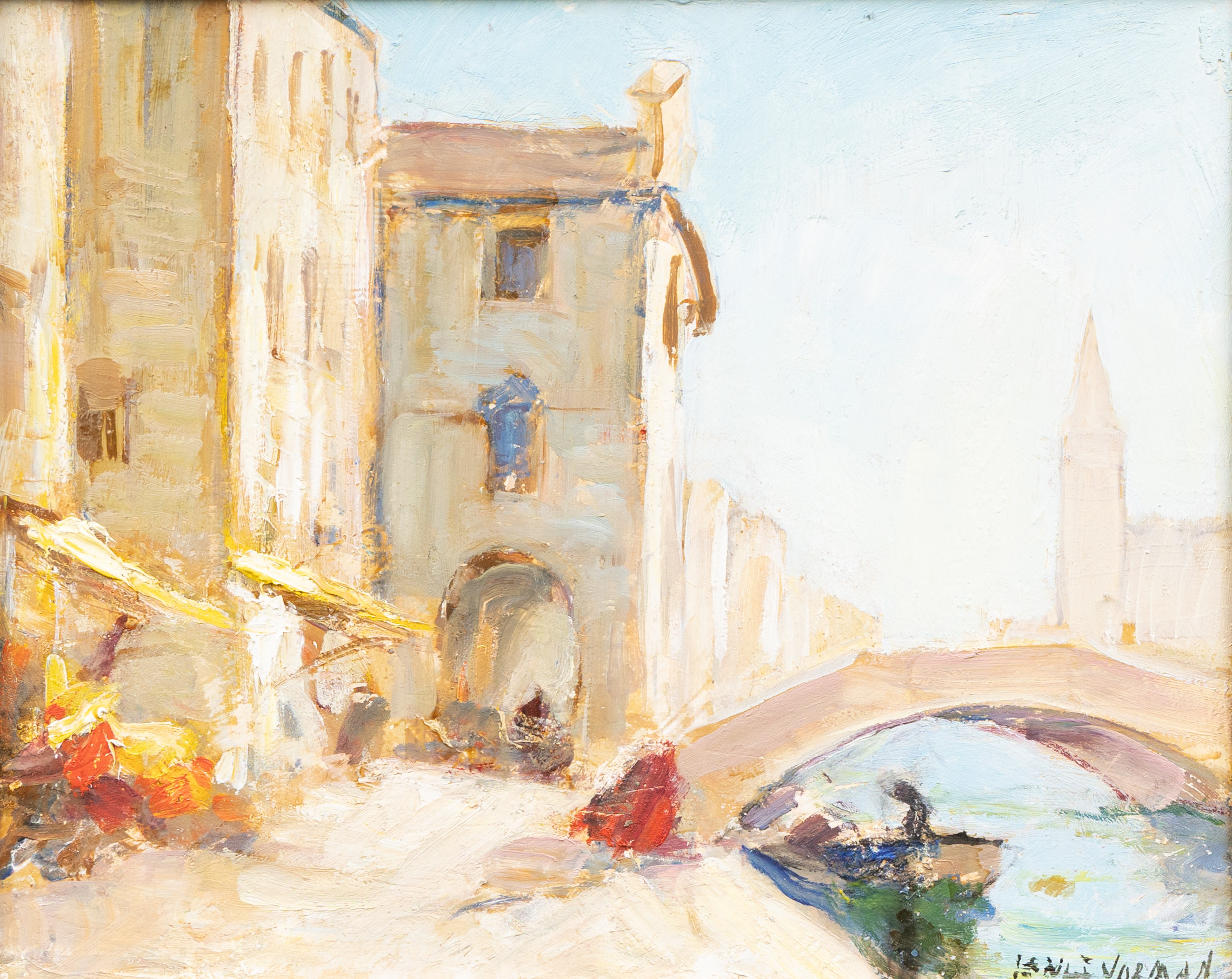 KNUT NORRMAN. Motiv från Venedig, olja på pannå, signerad.