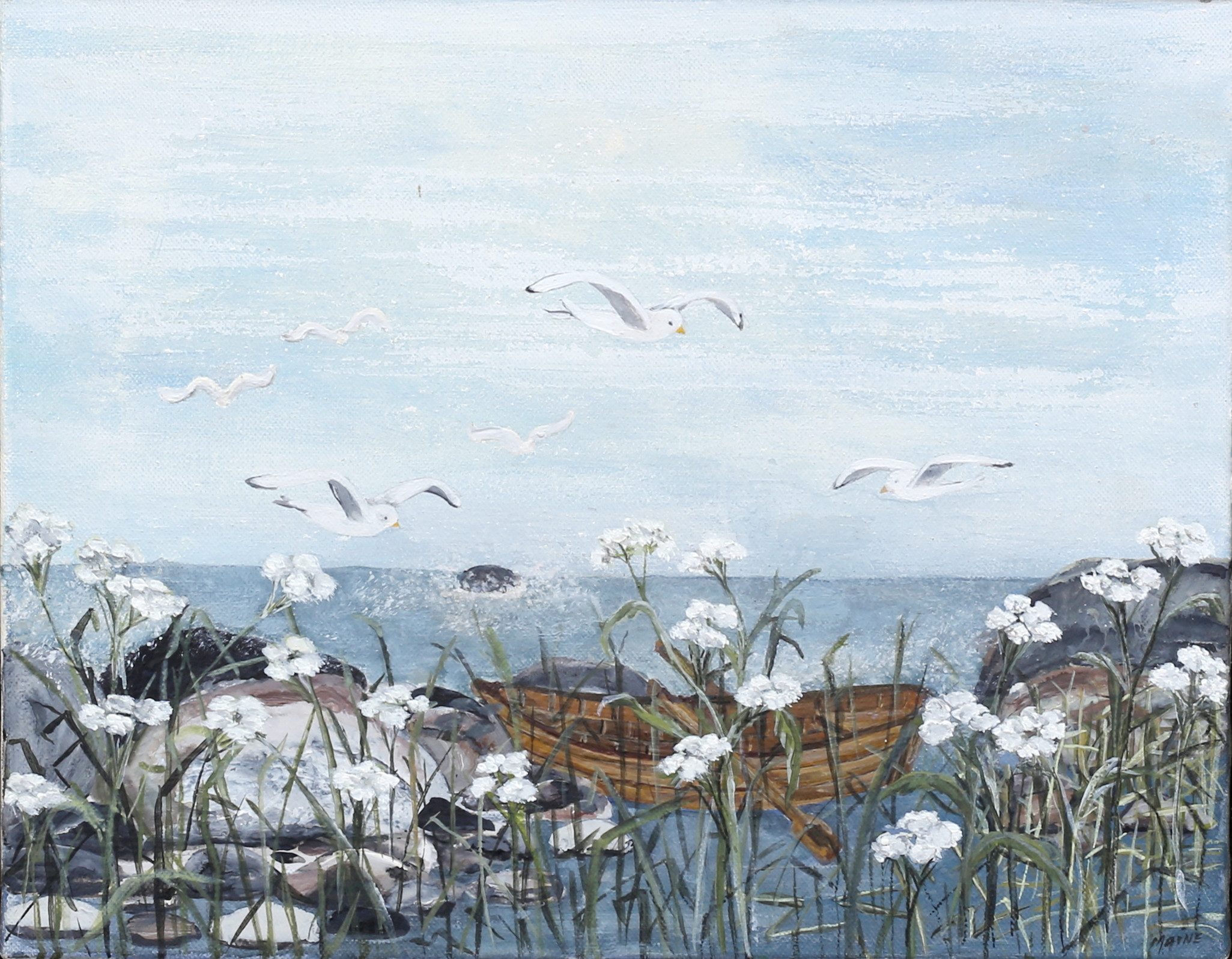 MAINE GLAD. "Skärgårdsidyll", olja på duk, signerad Maine.