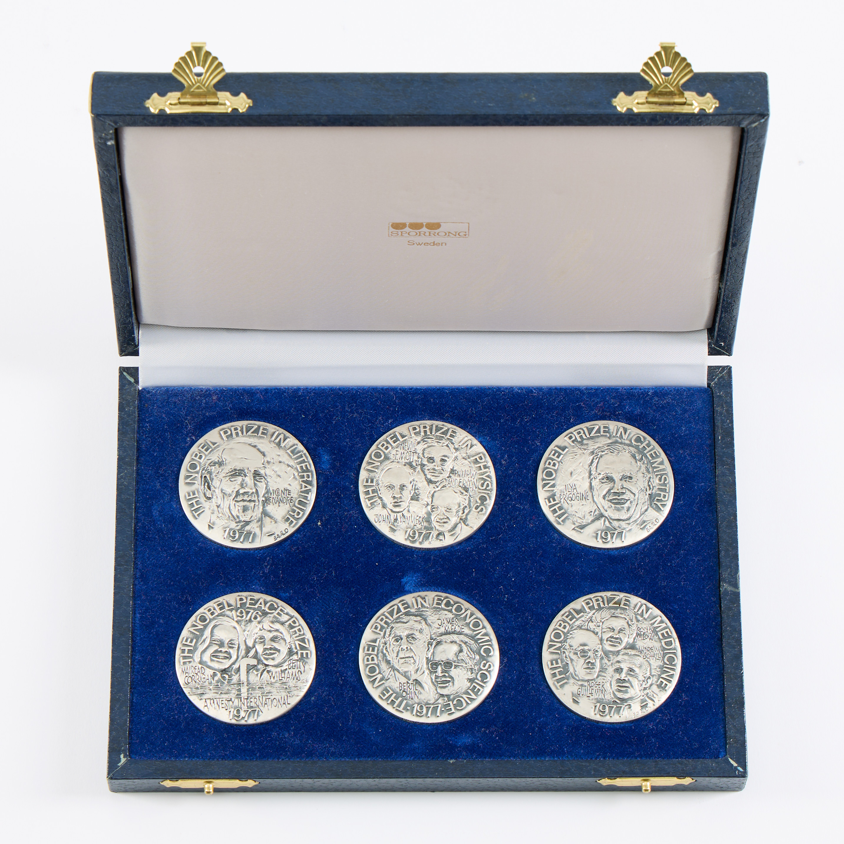 MINNESMYNT, Sporrong, Nobel Laureates, 1977, 6 st i etui.