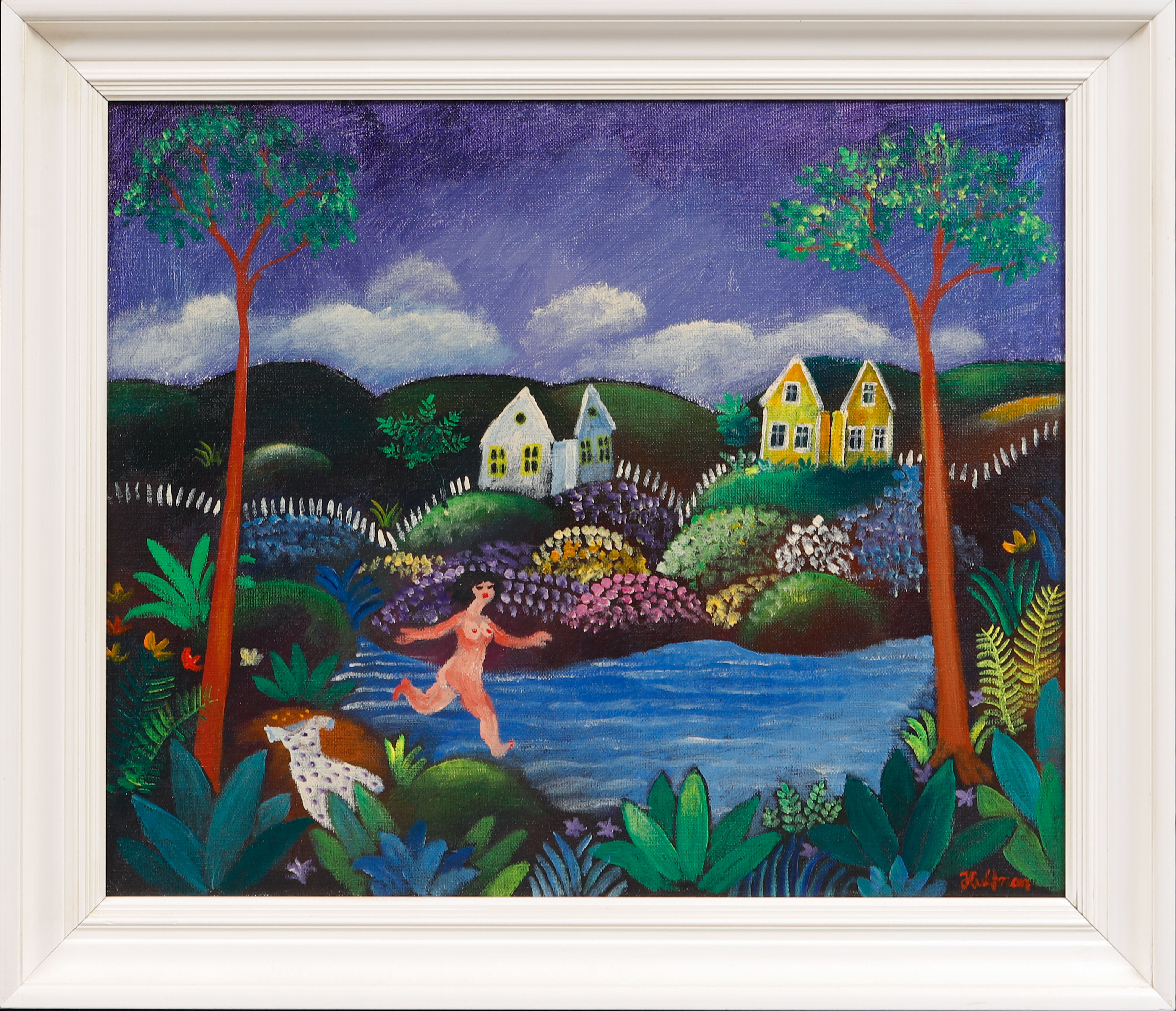 ANDERS HULTMAN. "Kvällsdopp", olja på duk, signerad.