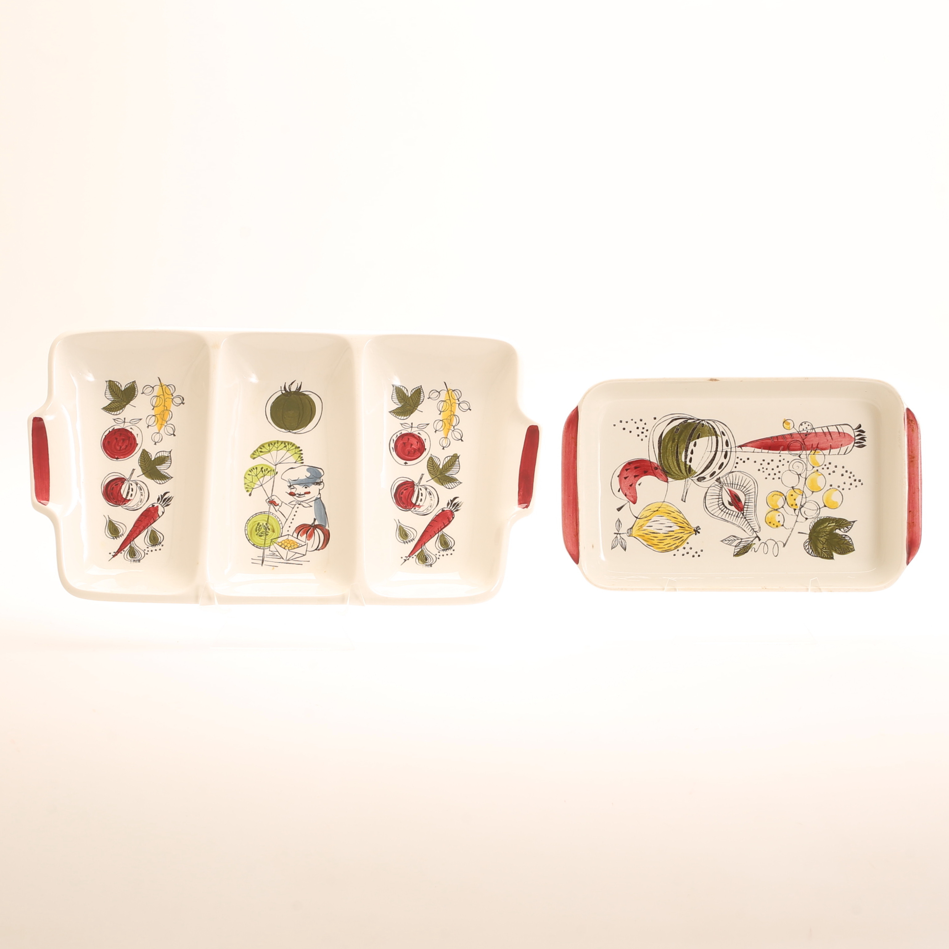 UPPLÄGGNINGSFAT, 2 stycken, flintgods, "Verdura", Rörstrand, Marianne Westman.