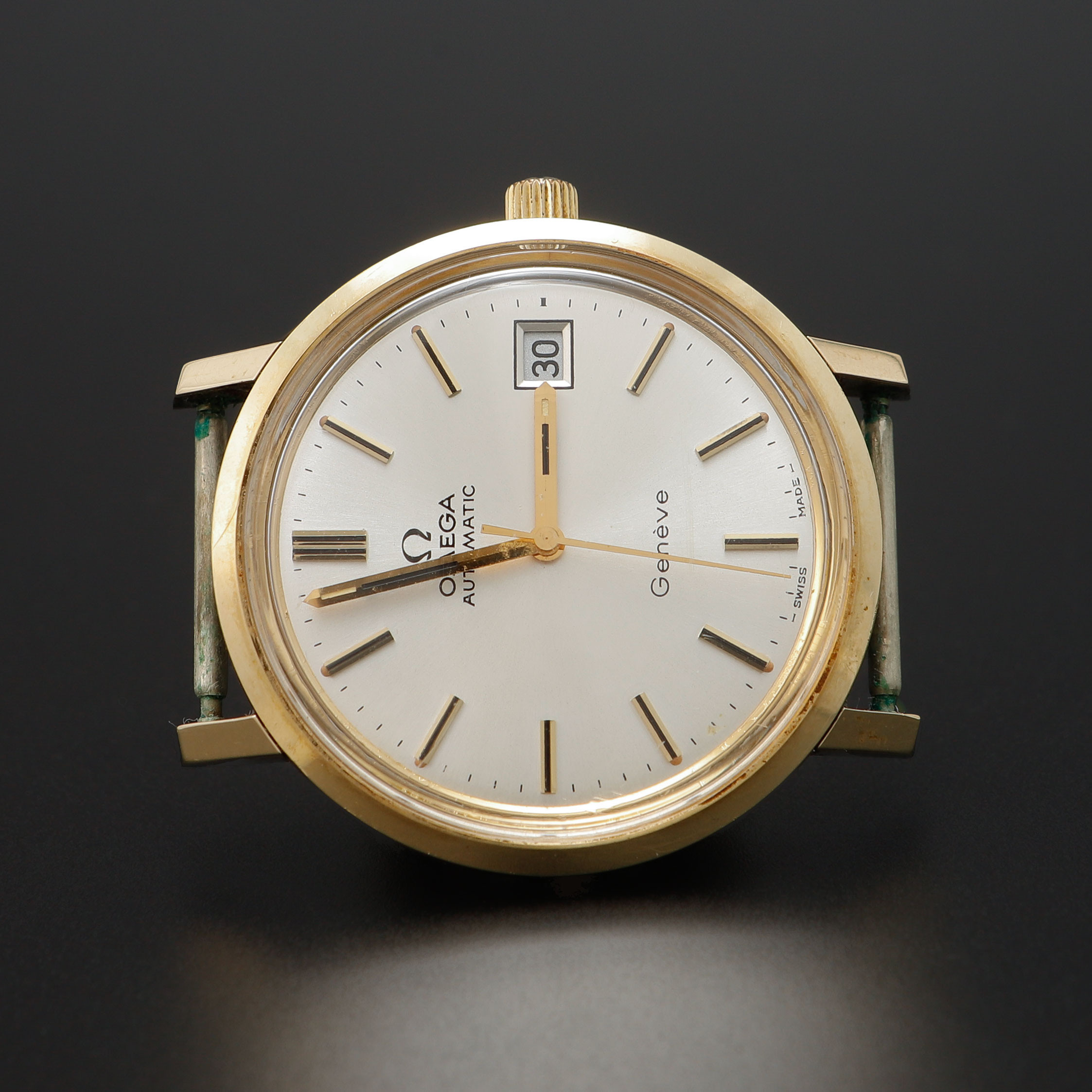 ARMBANDSUR, Omega, Genève, guld på stål, automatisk, 1970-tal.