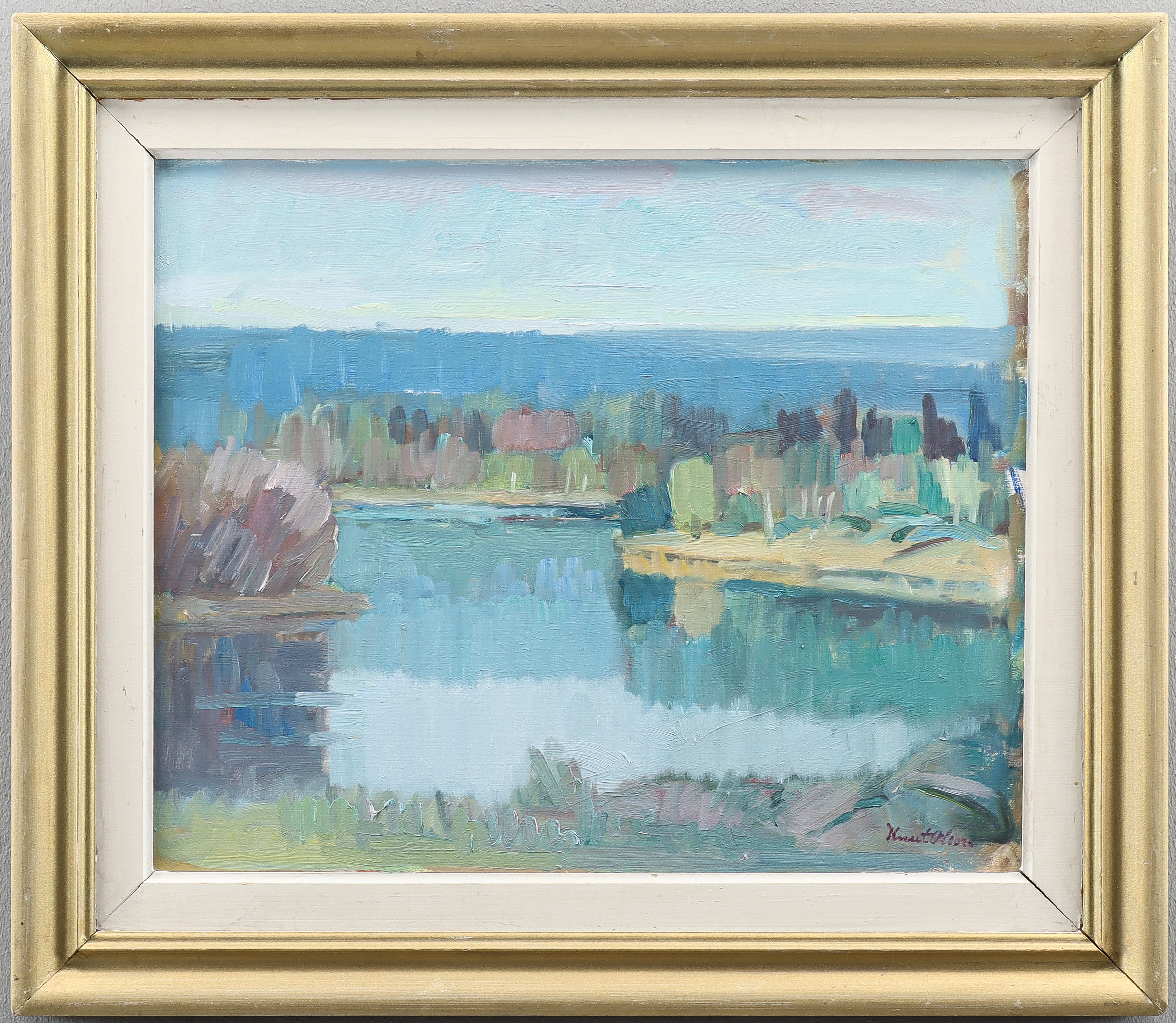 KNUT OLSON. Olja på pannå, signerad.