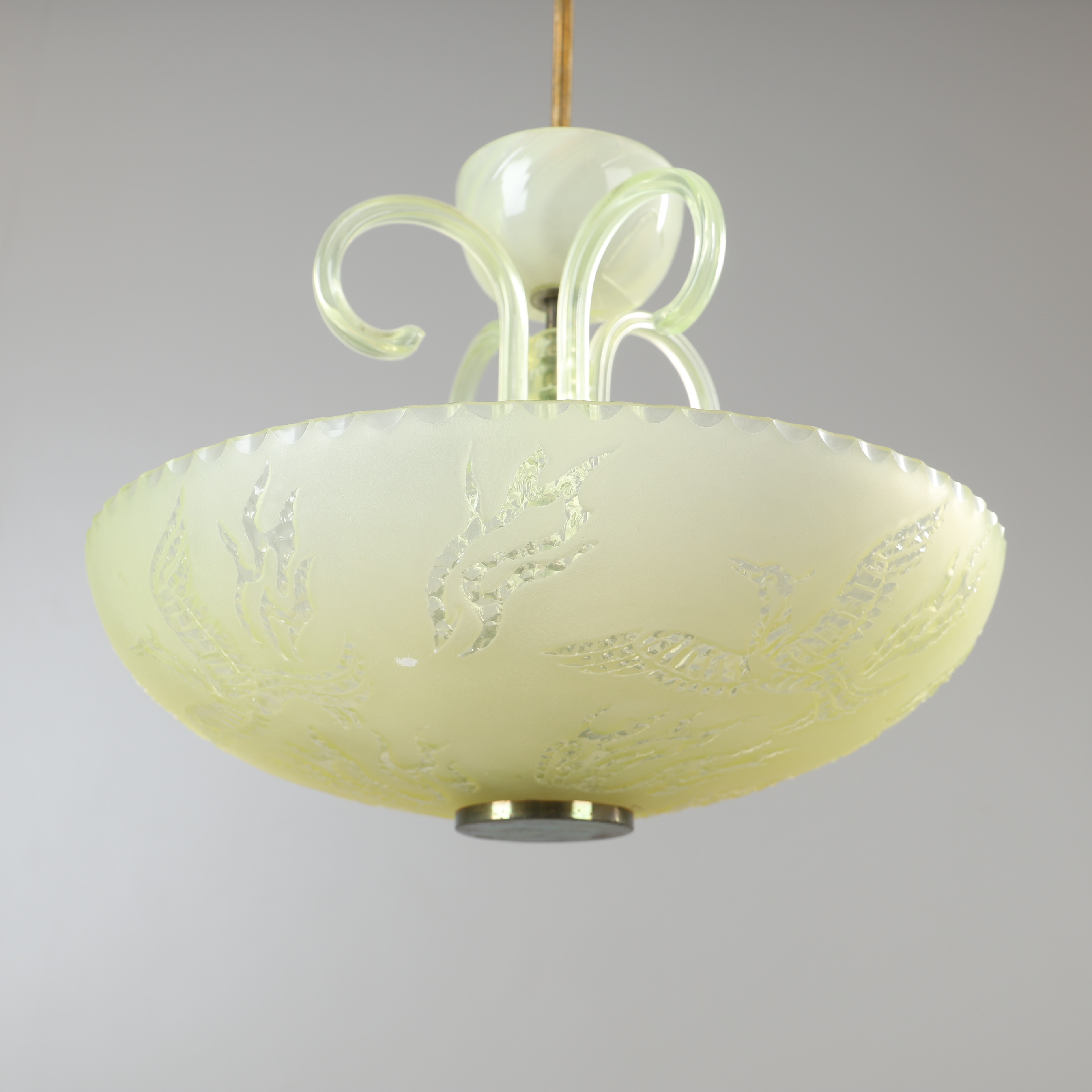 TAKLAMPA, glas, Swedish modern, 1940-tal.