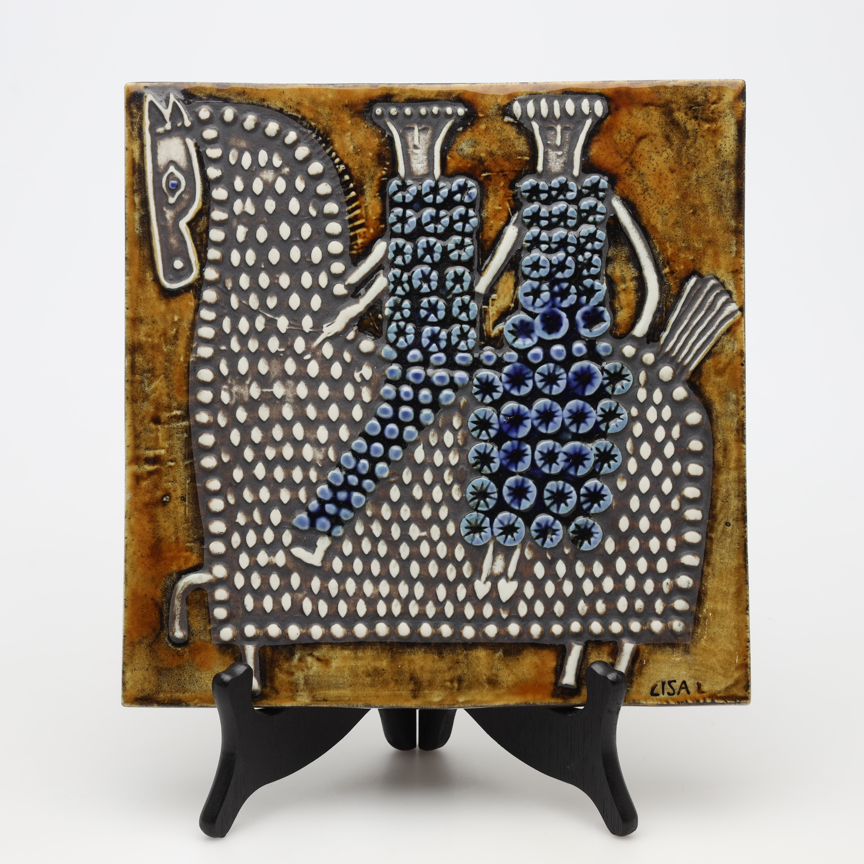 LISA LARSON. VÄGGRELIEF, stengods, "Ryttare", Gustavsberg.