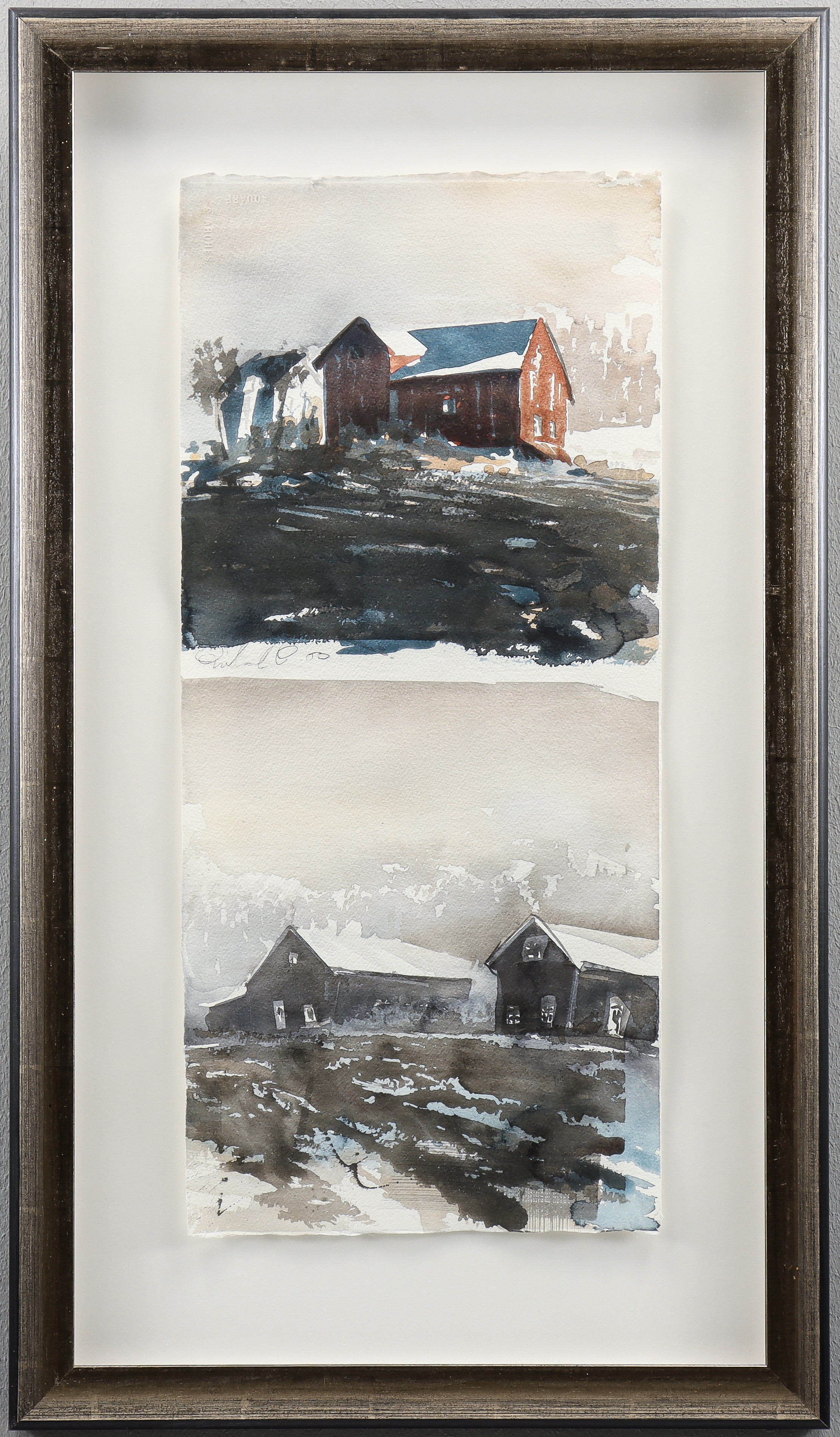 OIDENTIFIERAD KONSTNÄR 2 akvareller, signerade.