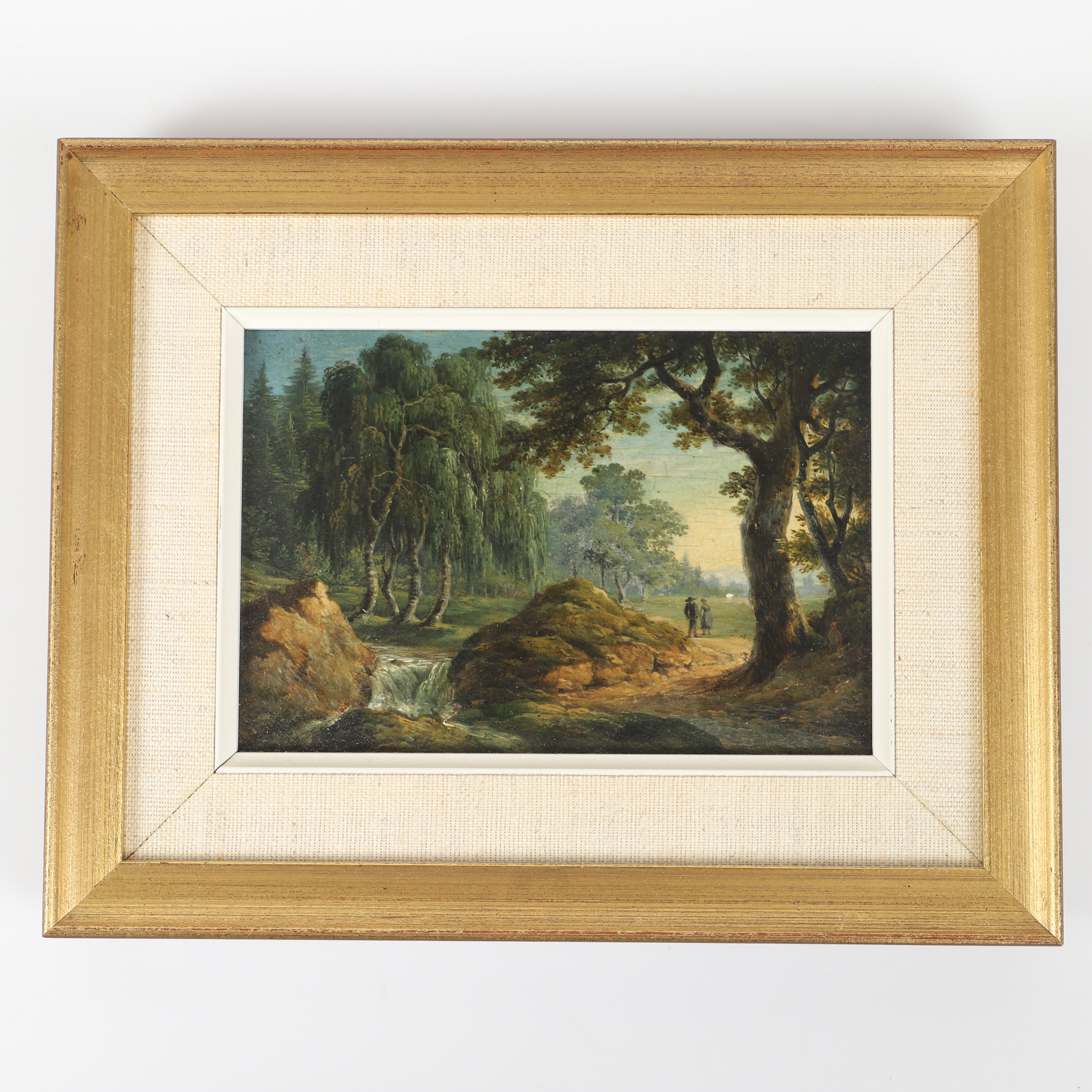 OKÄND KONSTNÄR. Landskapsmotiv, olja på pannå, osignerad, 1800-tal.