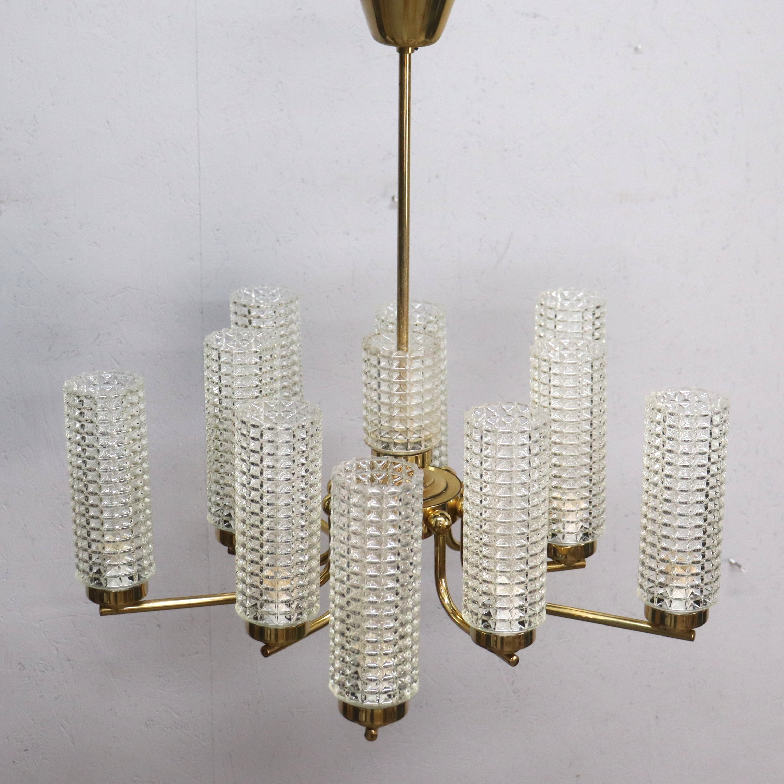 TAKLAMPA, 10-armad, troligen Konsthantverk, Tyringe, 1960-tal.